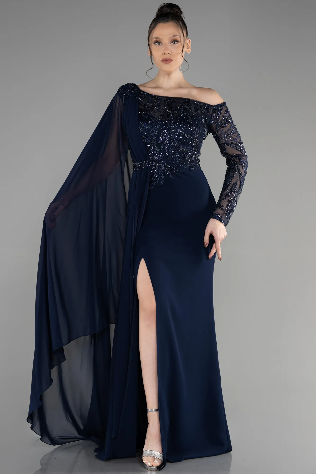 Navy Blue-Long Evening Dress ABU3511