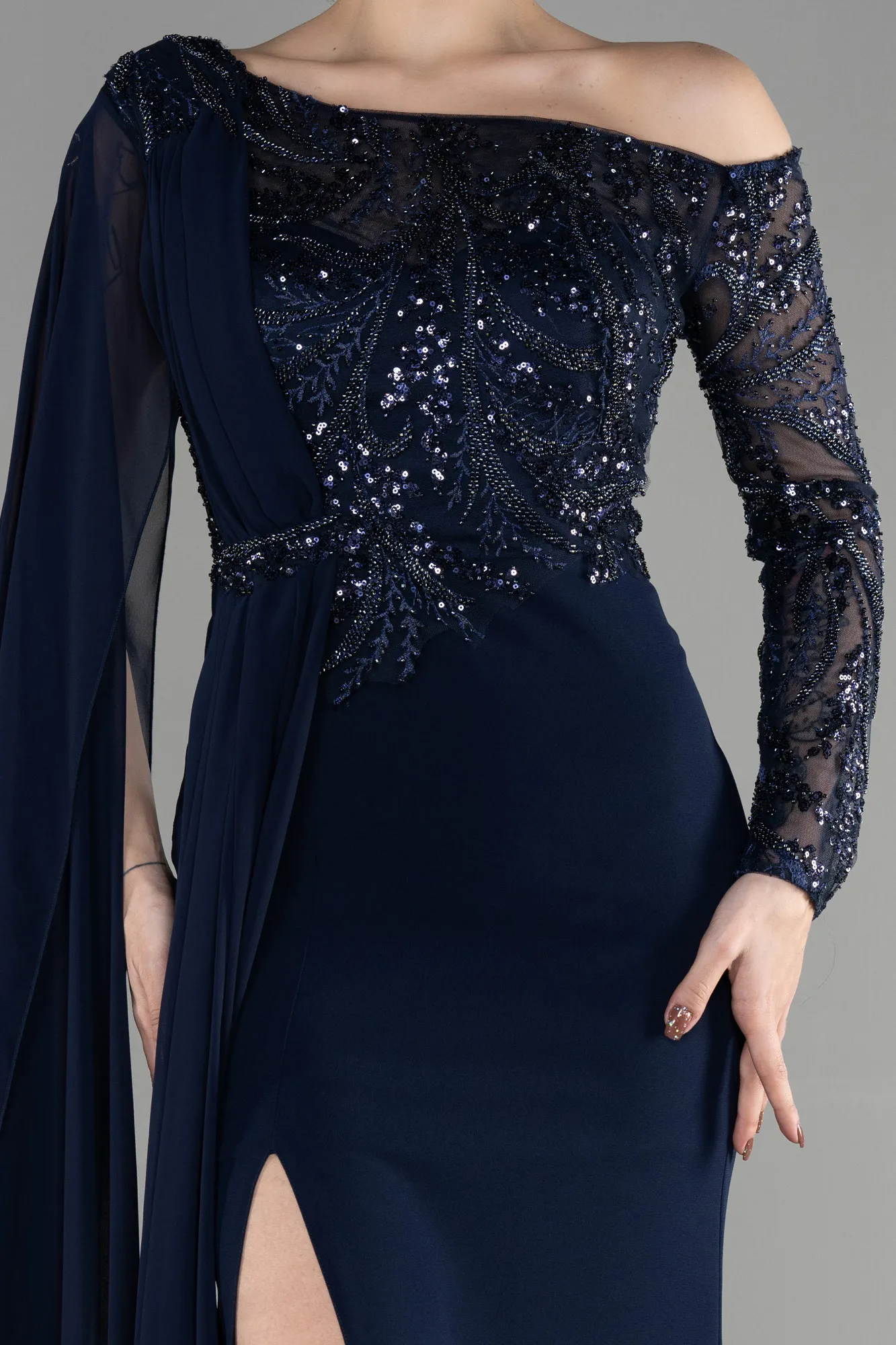 Navy Blue-Long Evening Dress ABU3511