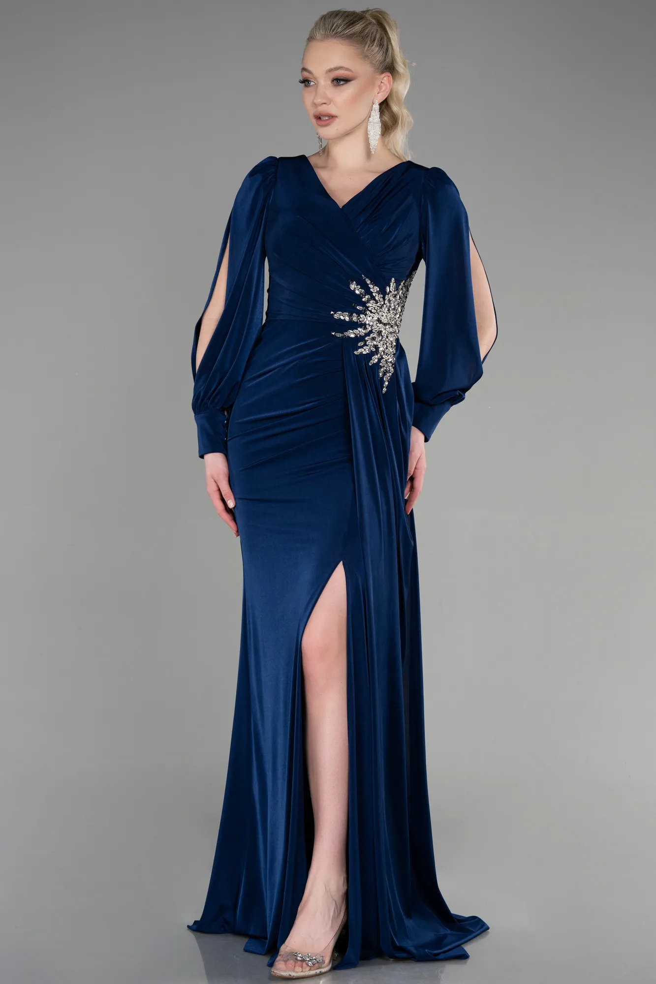Navy Blue-Long Evening Dress ABU3576