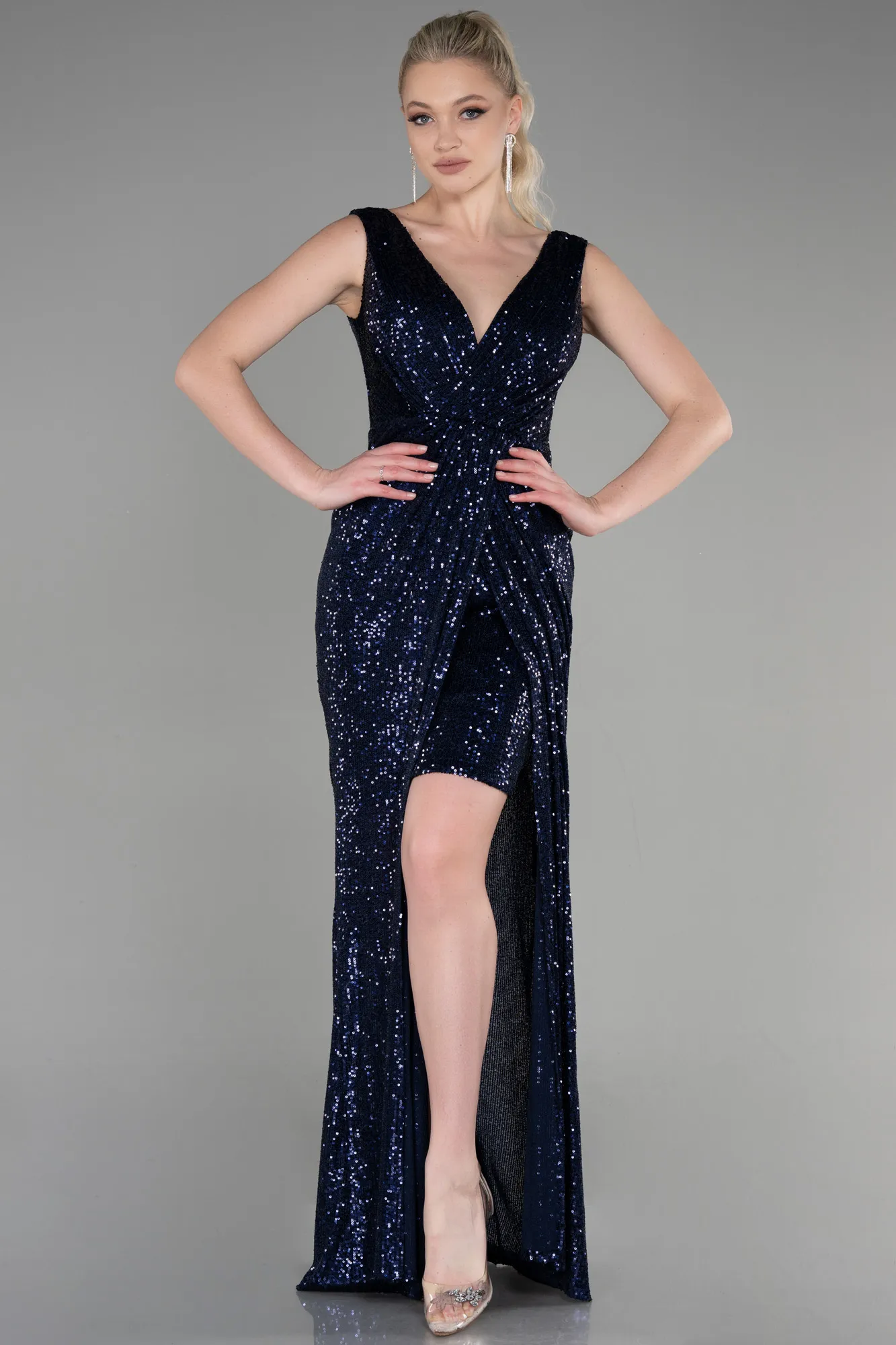Navy Blue-Long Evening Dress ABU3636