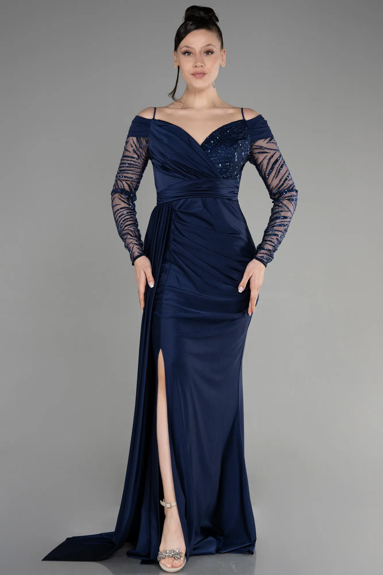 Navy Blue-Long Evening Dress ABU3656
