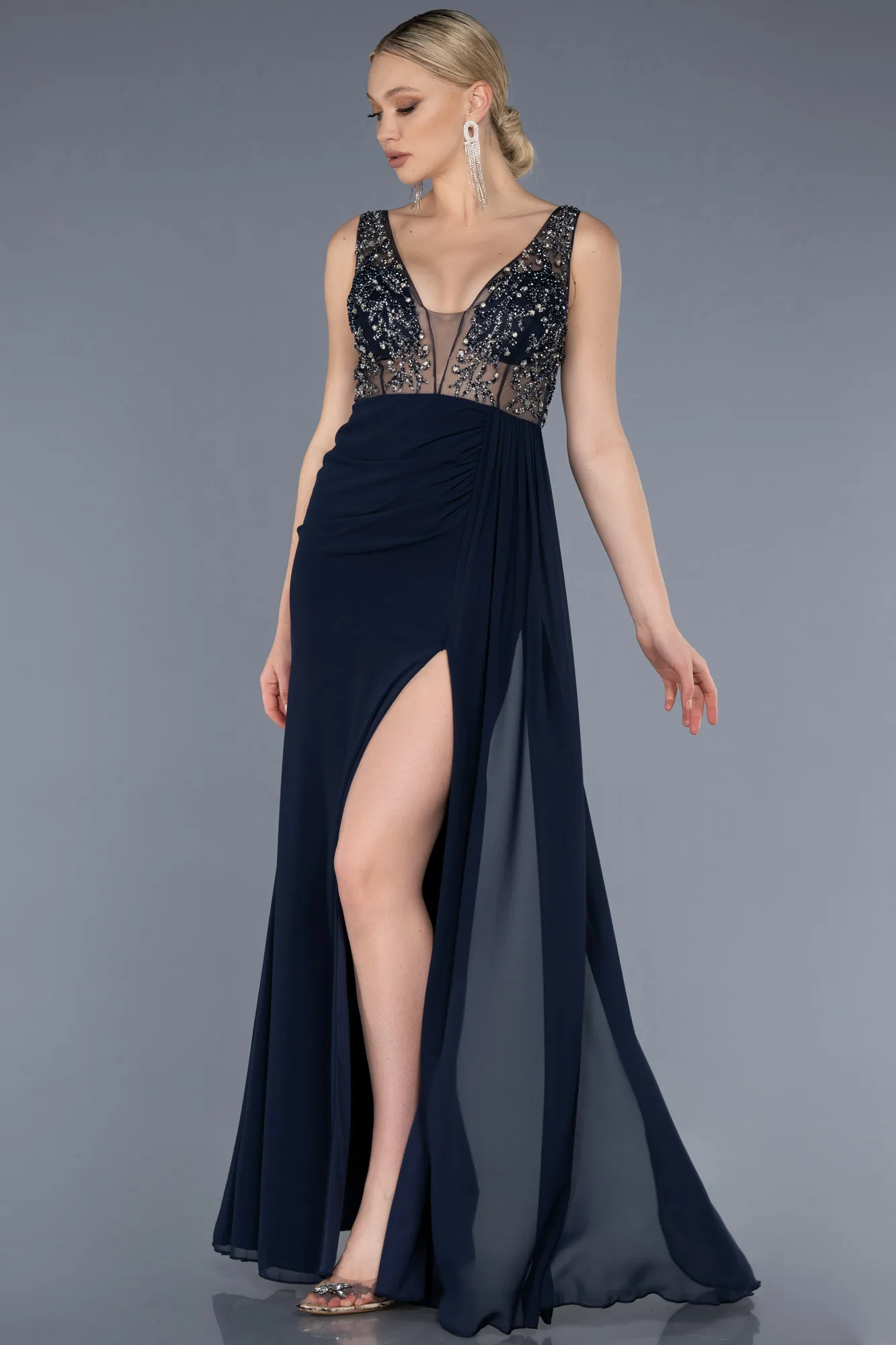 Navy Blue-Long Evening Dress ABU3668
