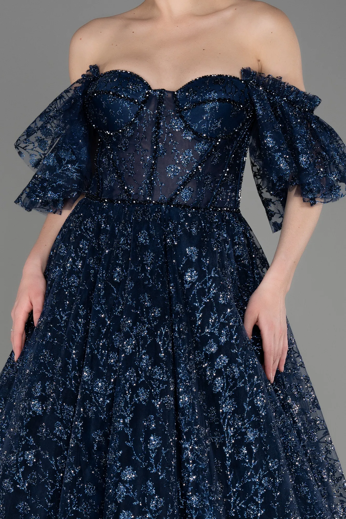 Navy Blue-Long Evening Dress ABU3715