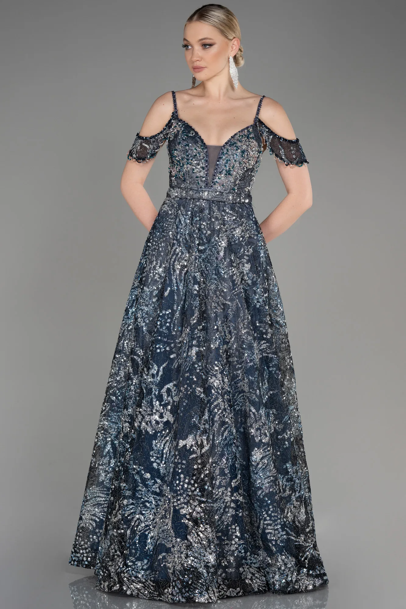 Navy Blue-Long Evening Dress ABU3823