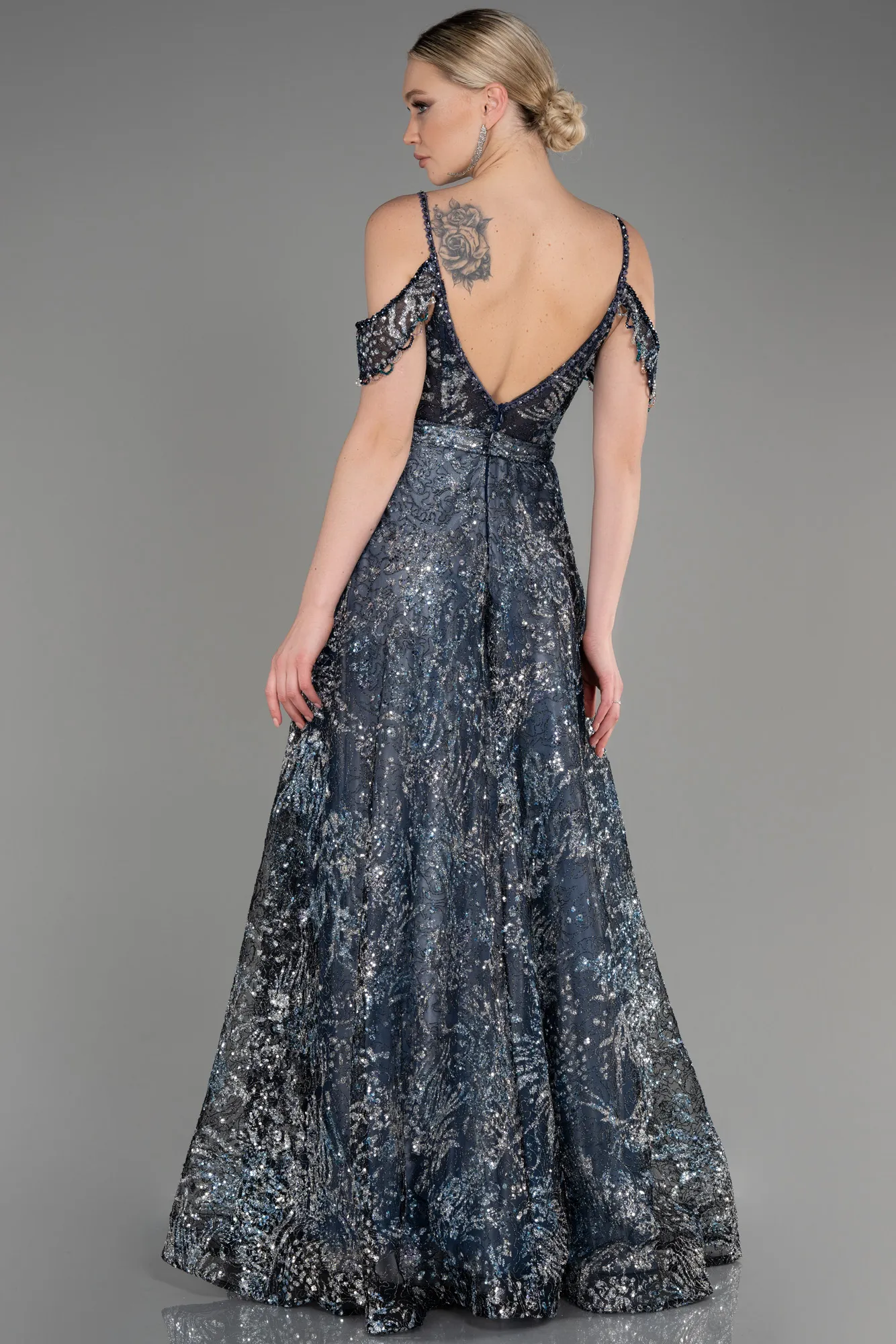 Navy Blue-Long Evening Dress ABU3823