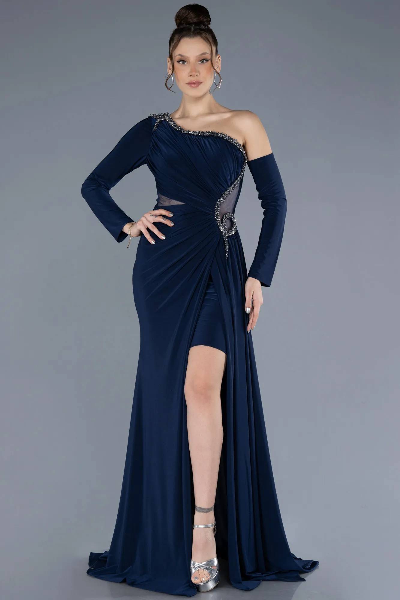 Navy Blue-Long Evening Dress ABU4615