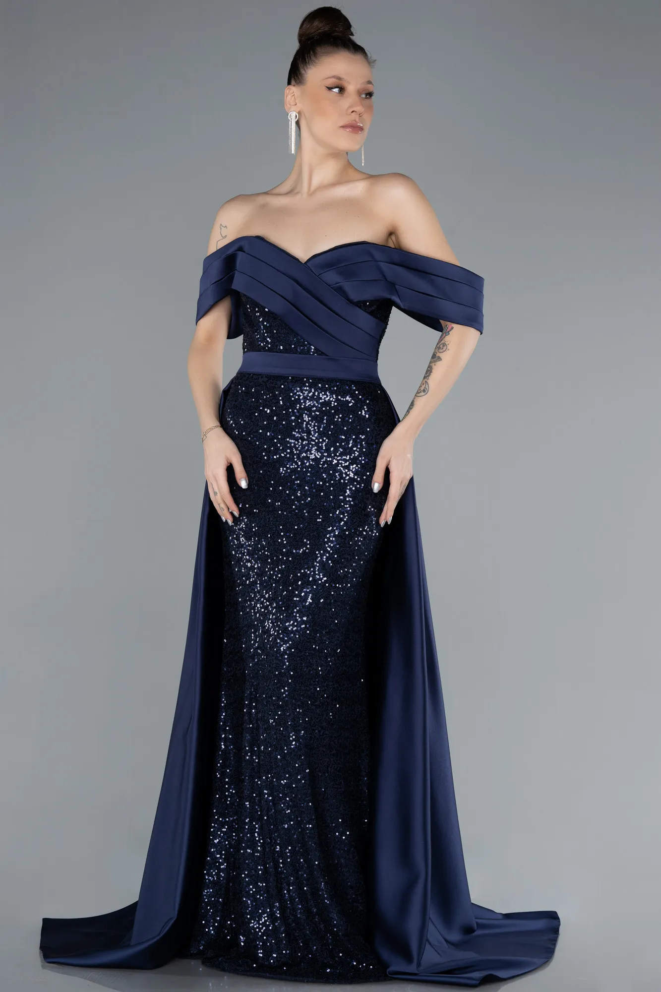 Navy Blue-Long Evening Dress ABU4661