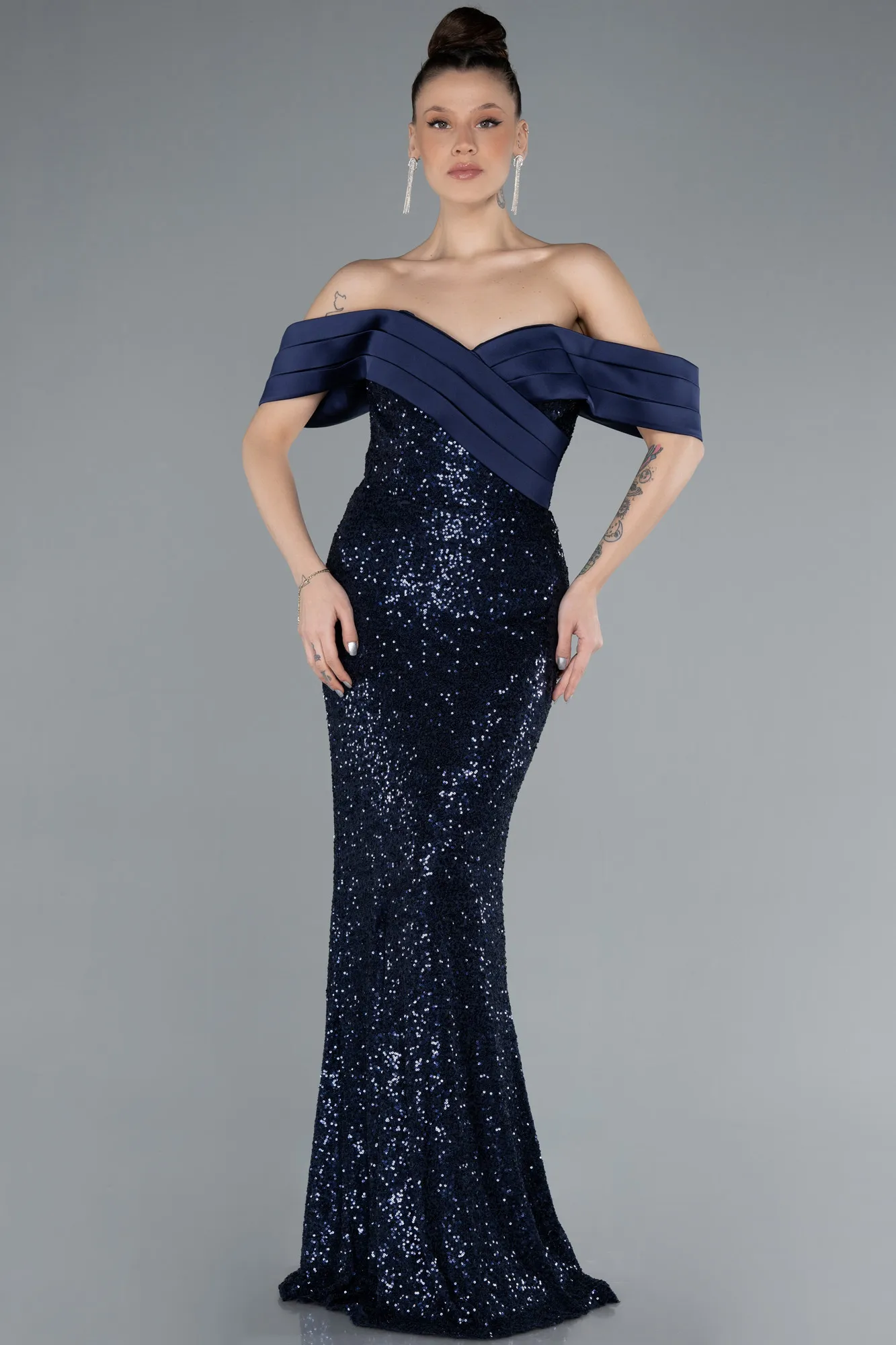Navy Blue-Long Evening Dress ABU4661