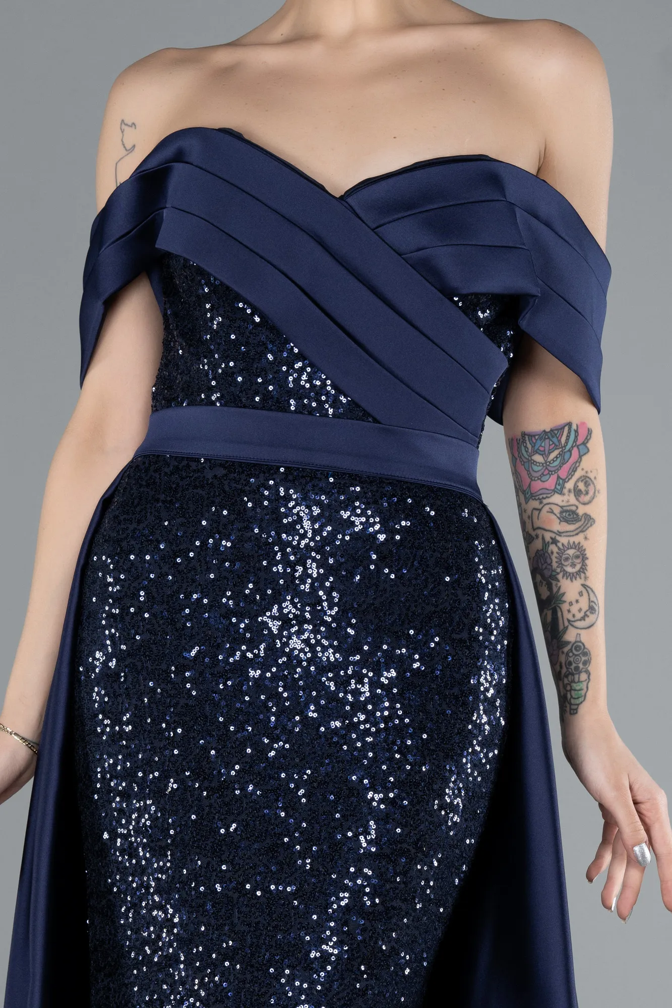 Navy Blue-Long Evening Dress ABU4661
