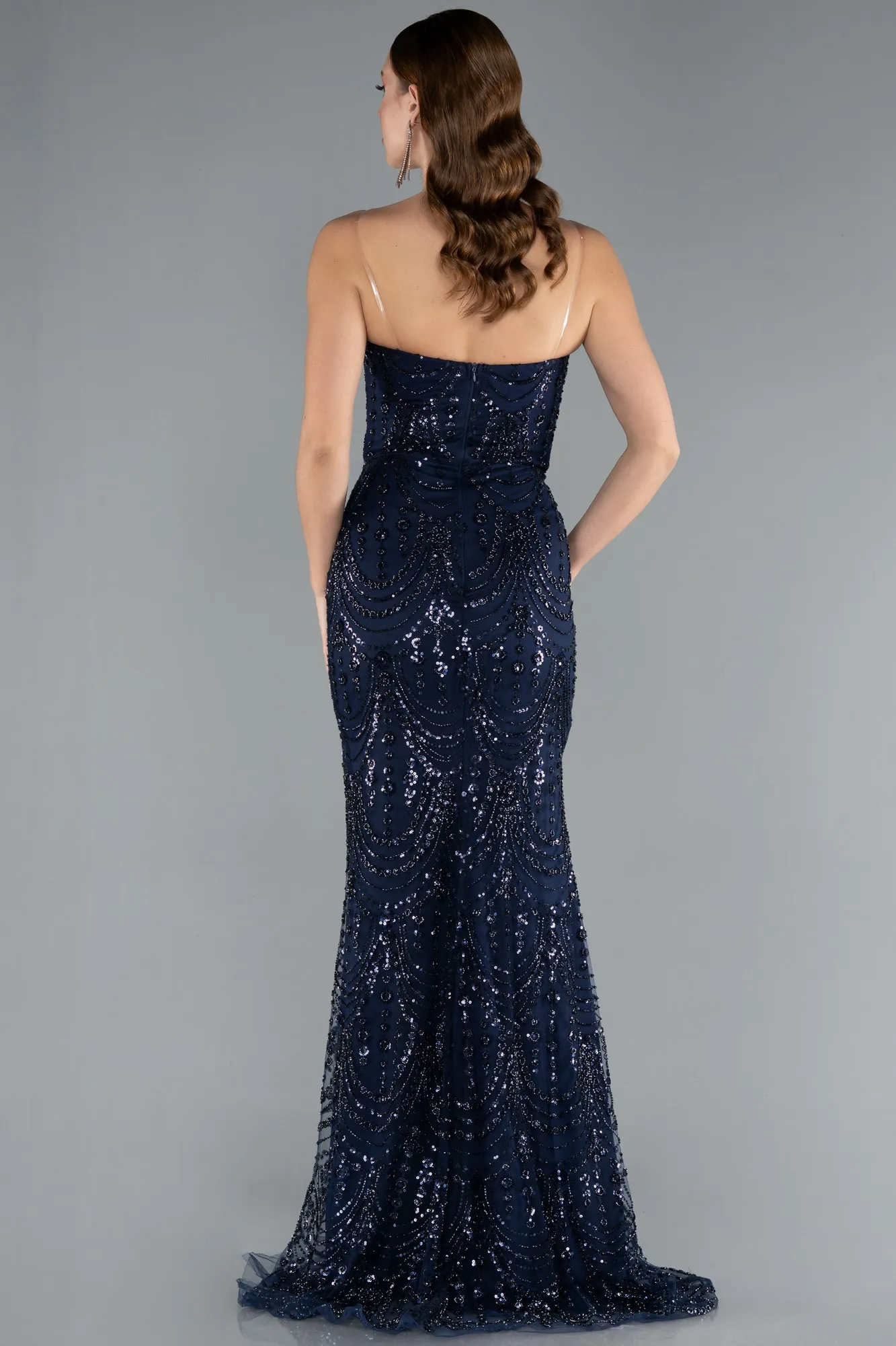 Navy Blue-Long Evening Dress ABU4907