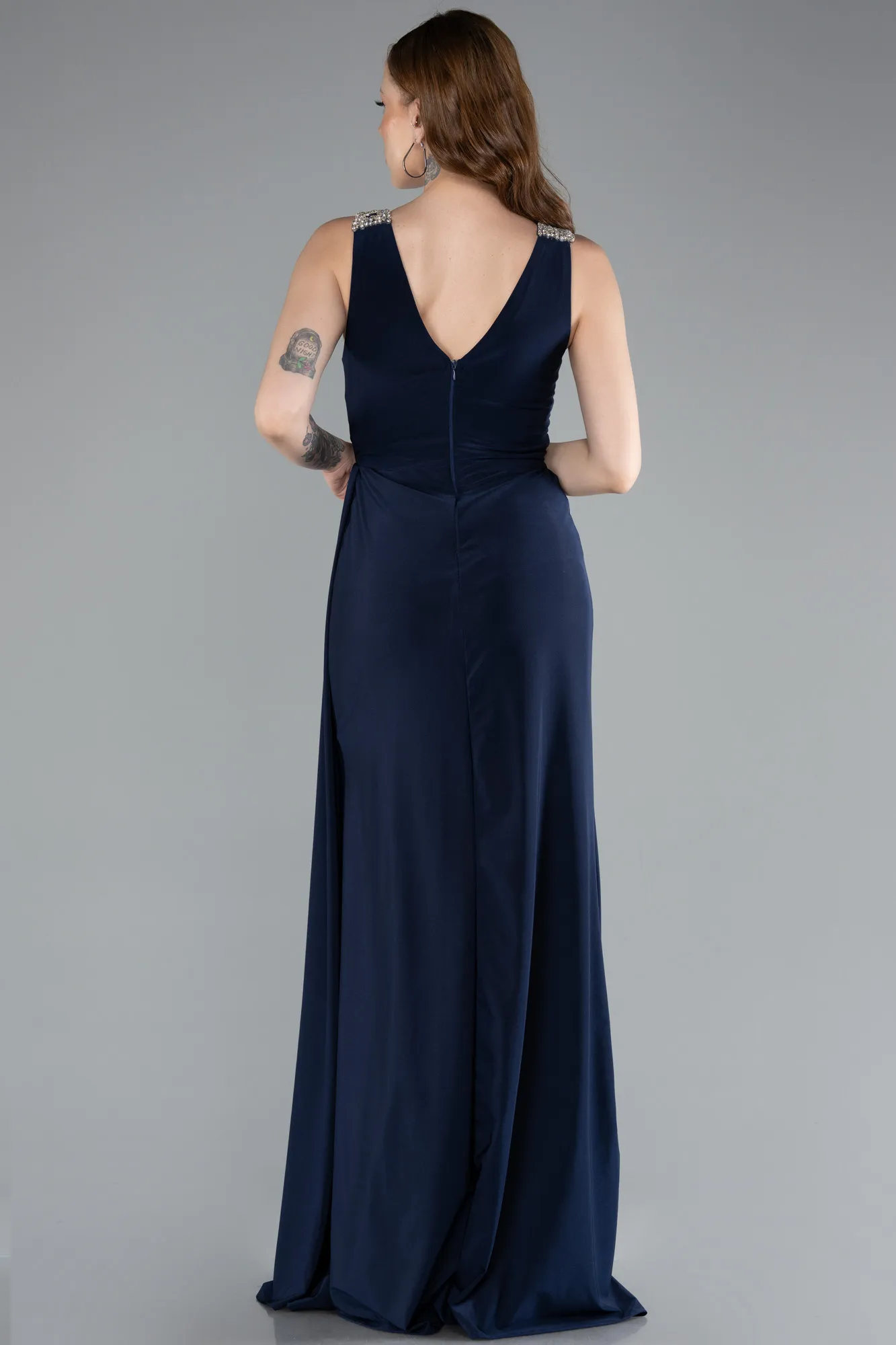 Navy Blue-Long Evening Dress ABU4967