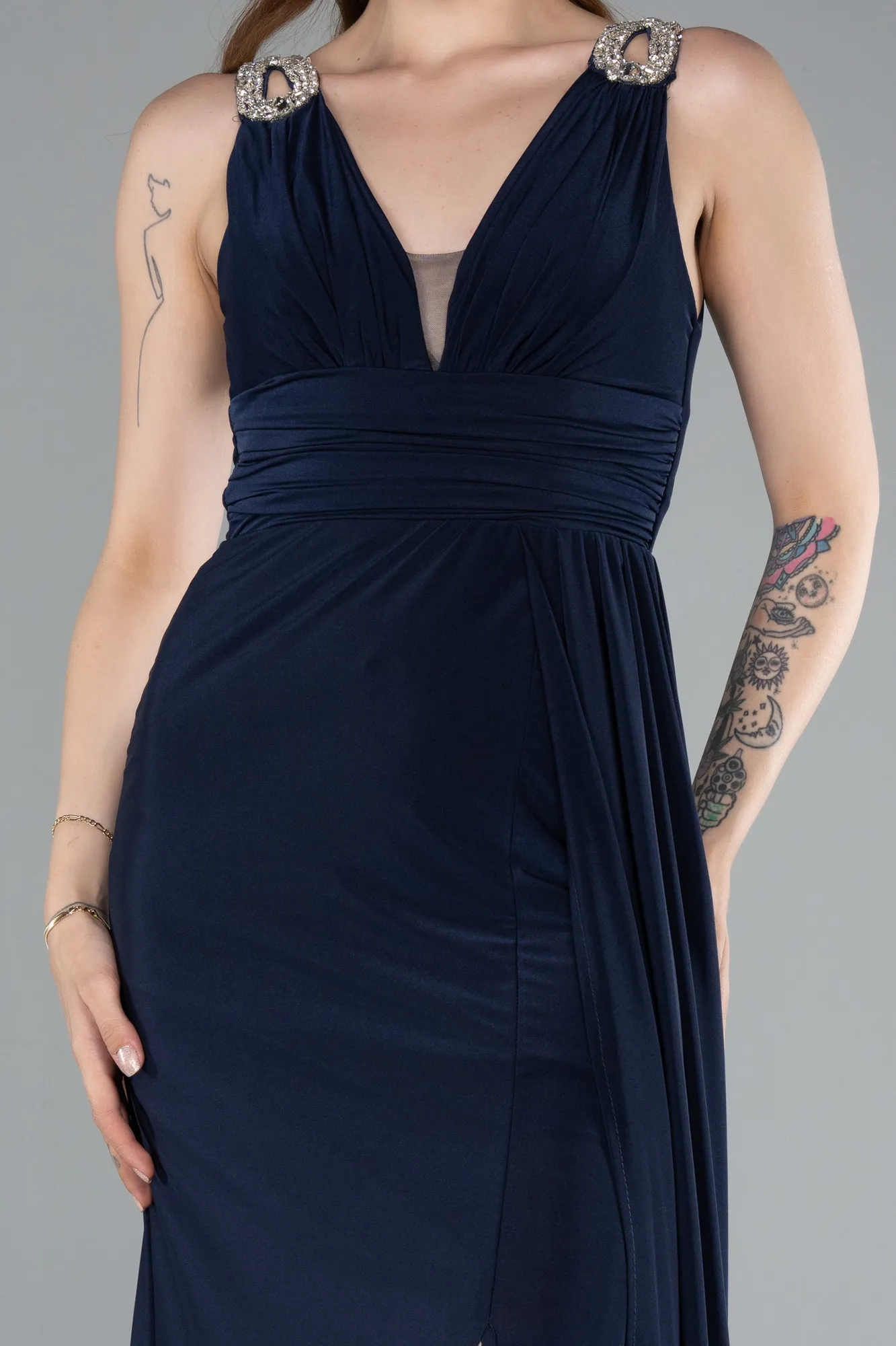 Navy Blue-Long Evening Dress ABU4967