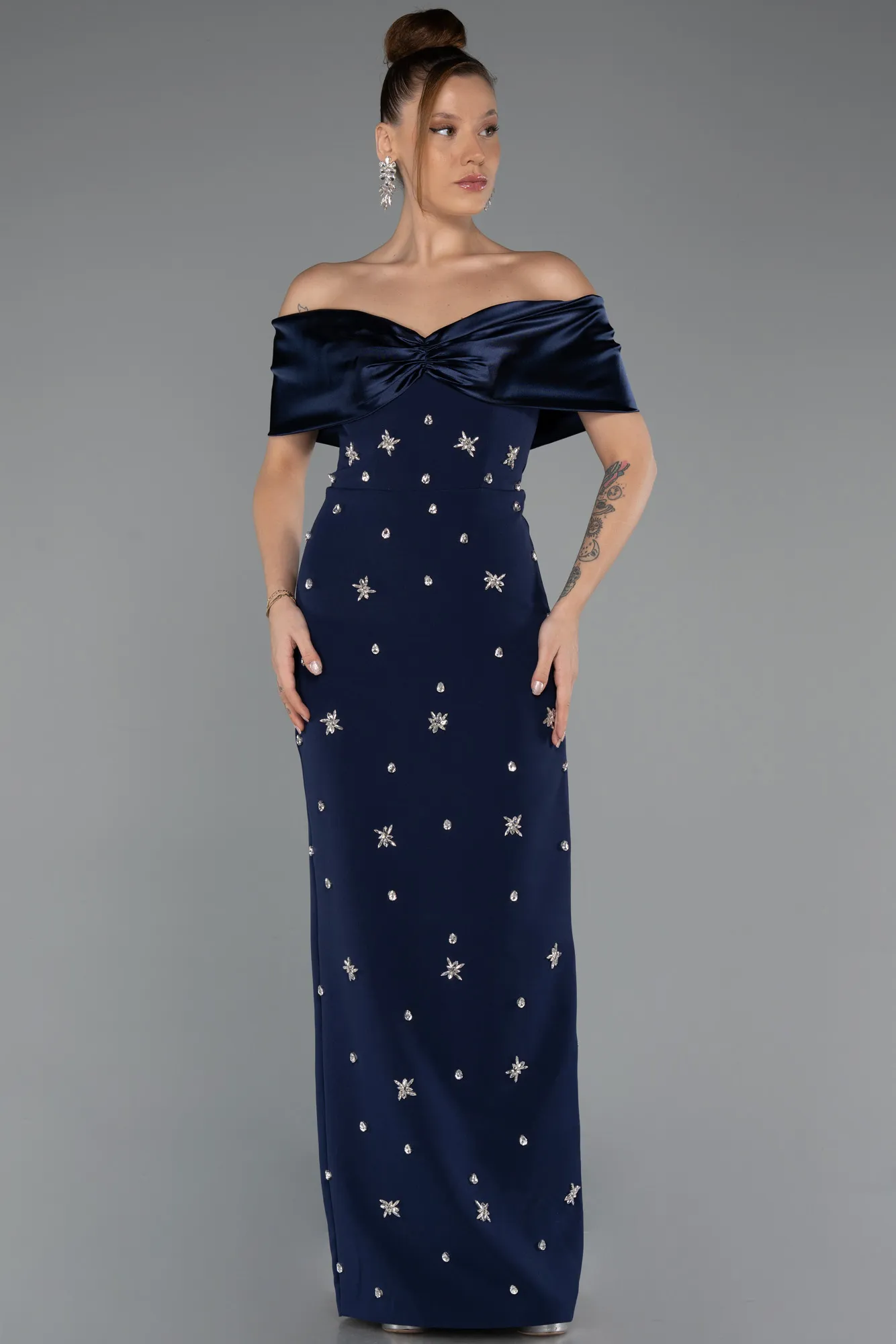 Navy Blue-Long Evening Dress ABU4973