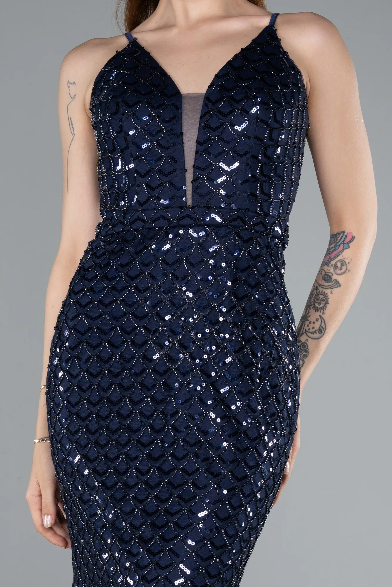 Navy Blue-Long Evening Dress ABU4980