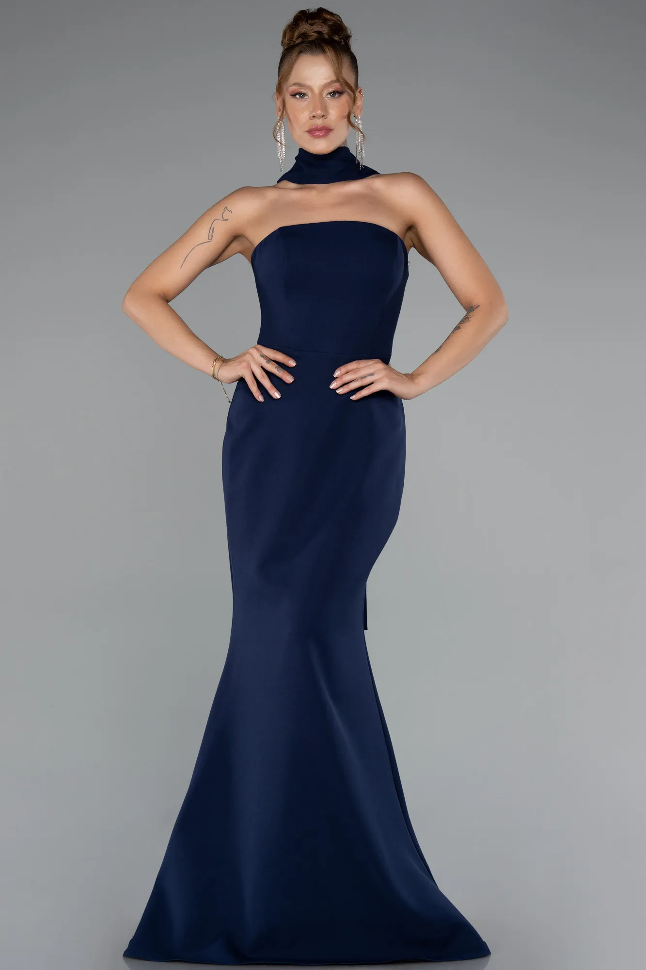 Navy Blue-Long Evening Dress ABU5097