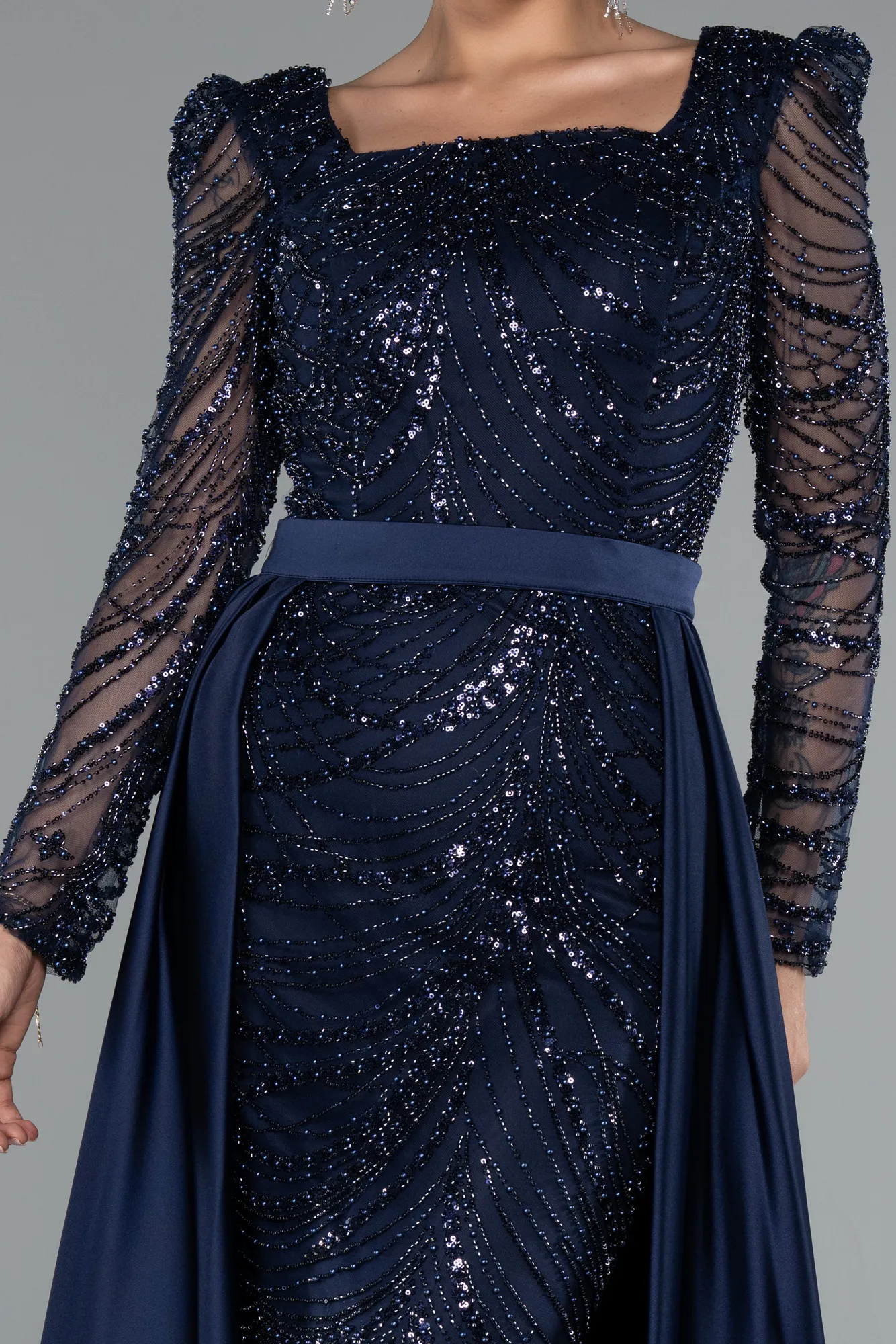 Navy Blue-Long Evening Dress ABU5107
