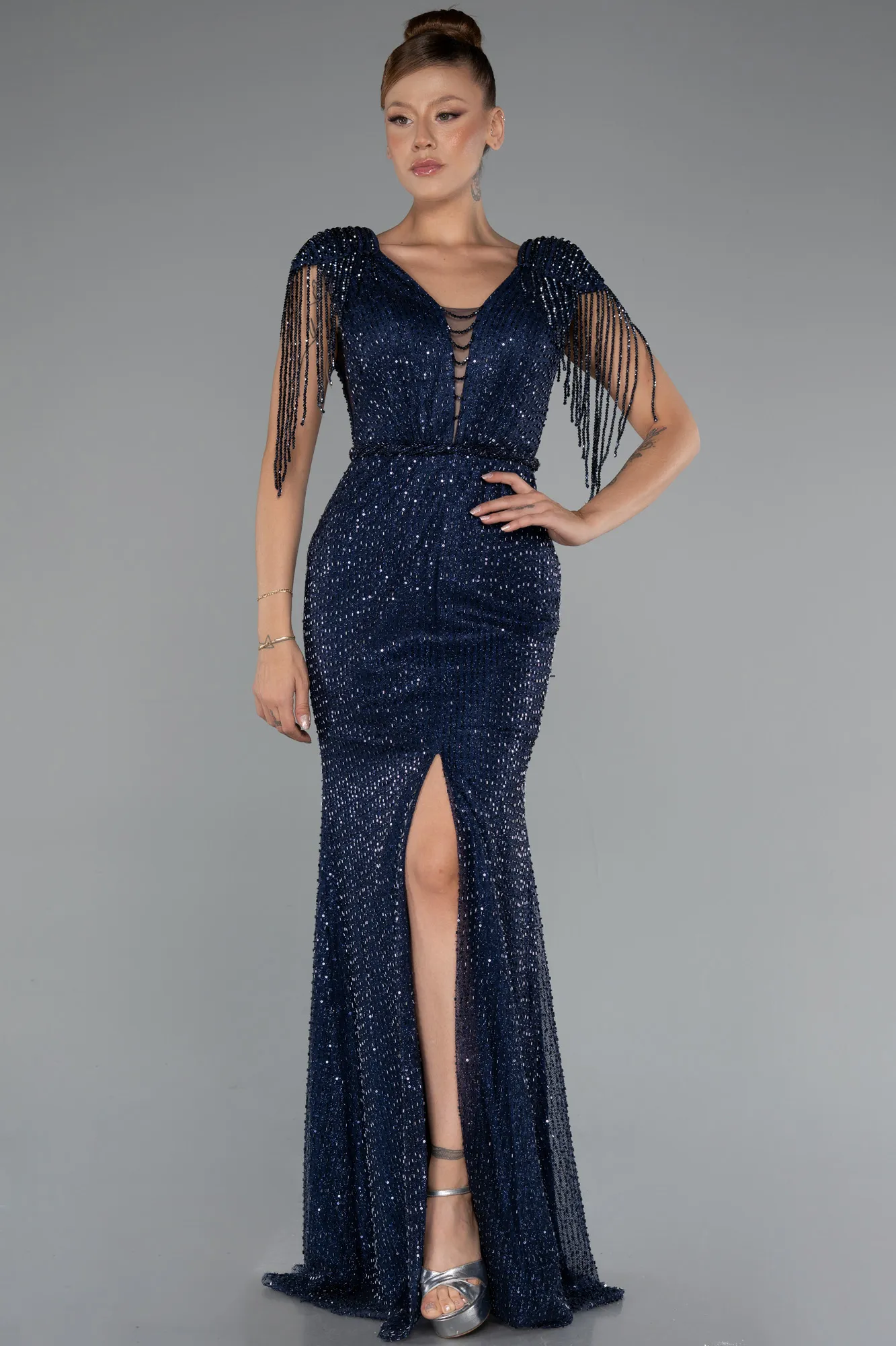 Navy Blue-Long Evening Dress ABU5132