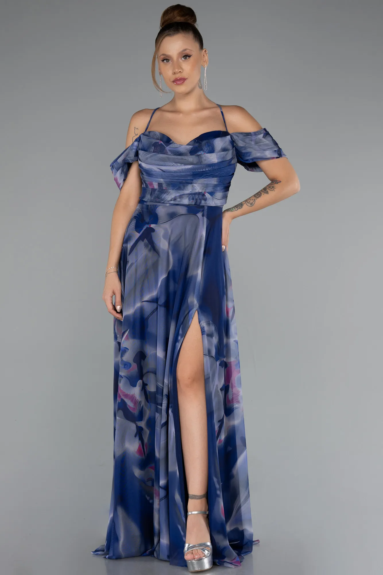 Navy Blue-Long Evening Dress ABU5148