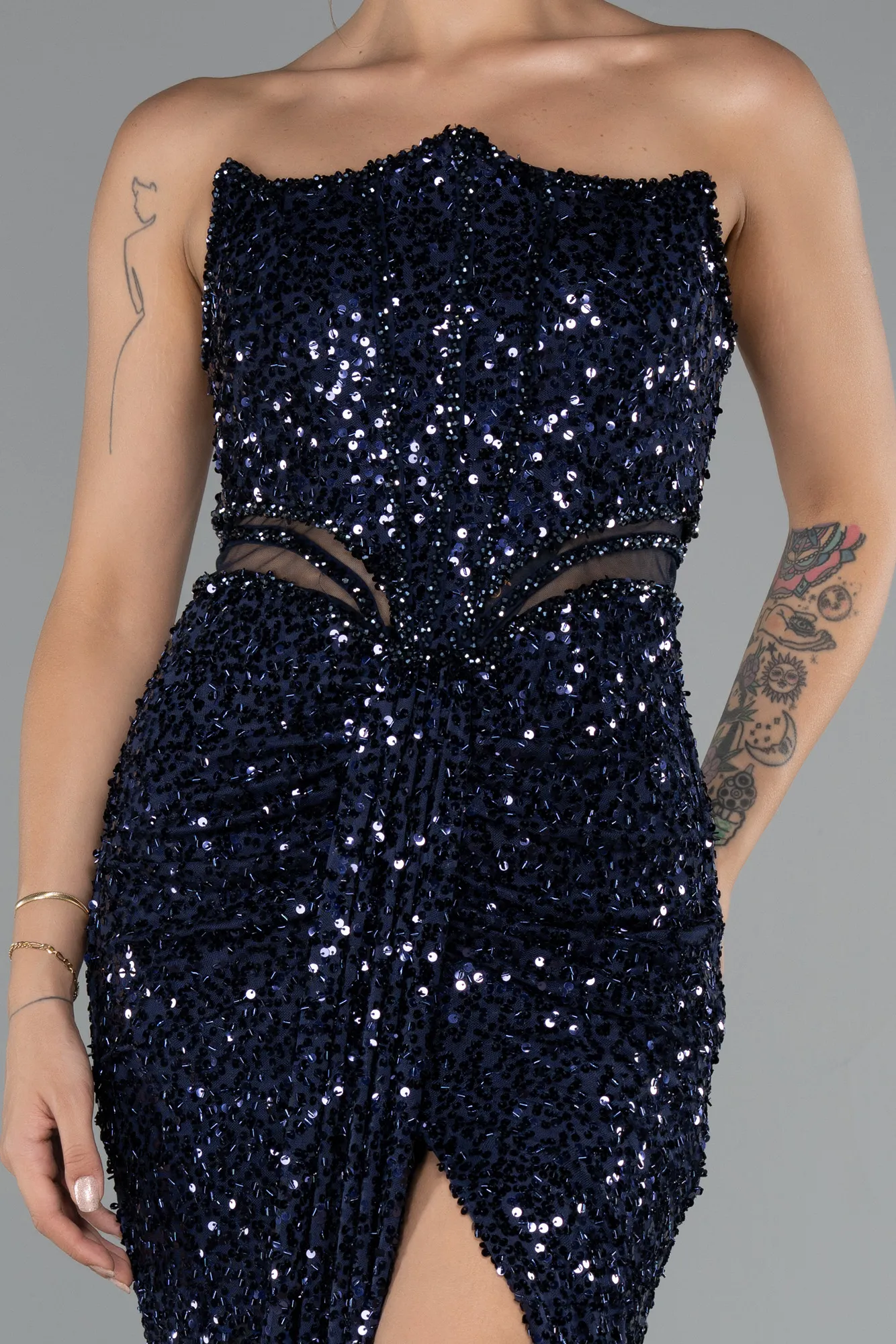 Navy Blue-Long Evening Dress ABU5185