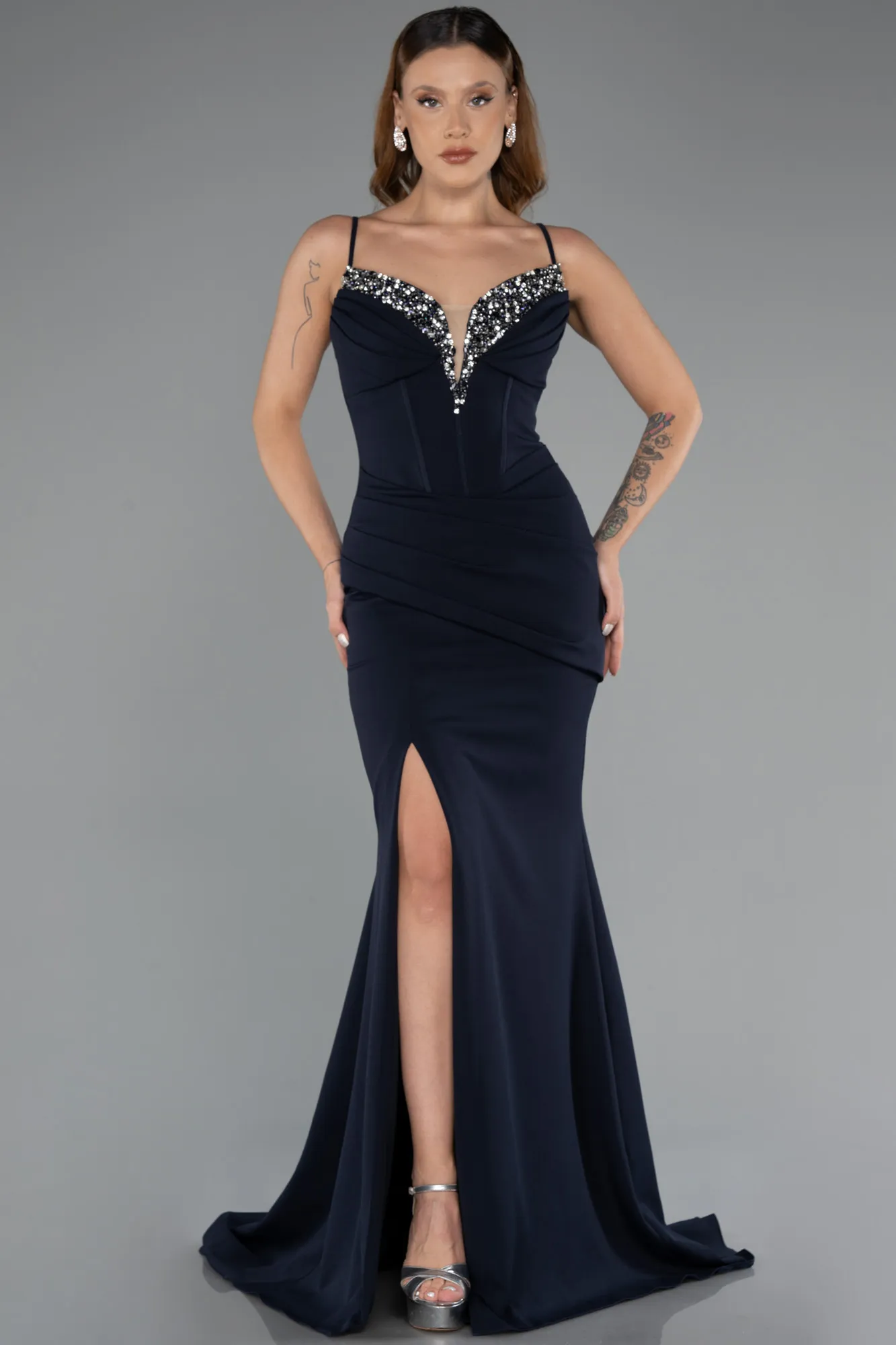 Navy Blue-Long Evening Dress ABU5218