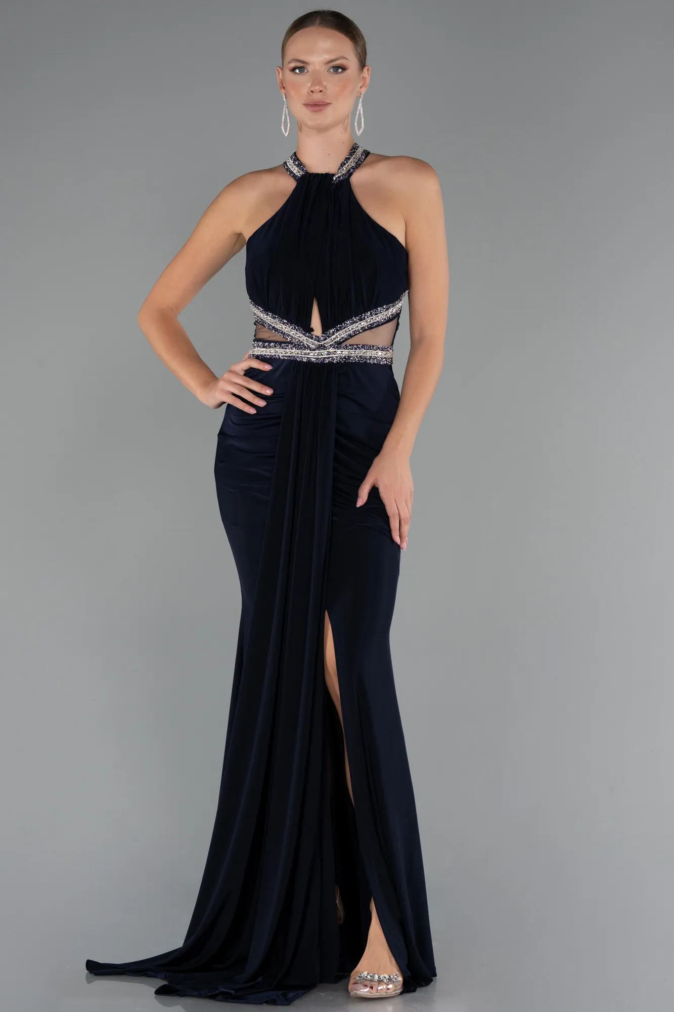 Navy Blue-Long Evening Dress ABU5258