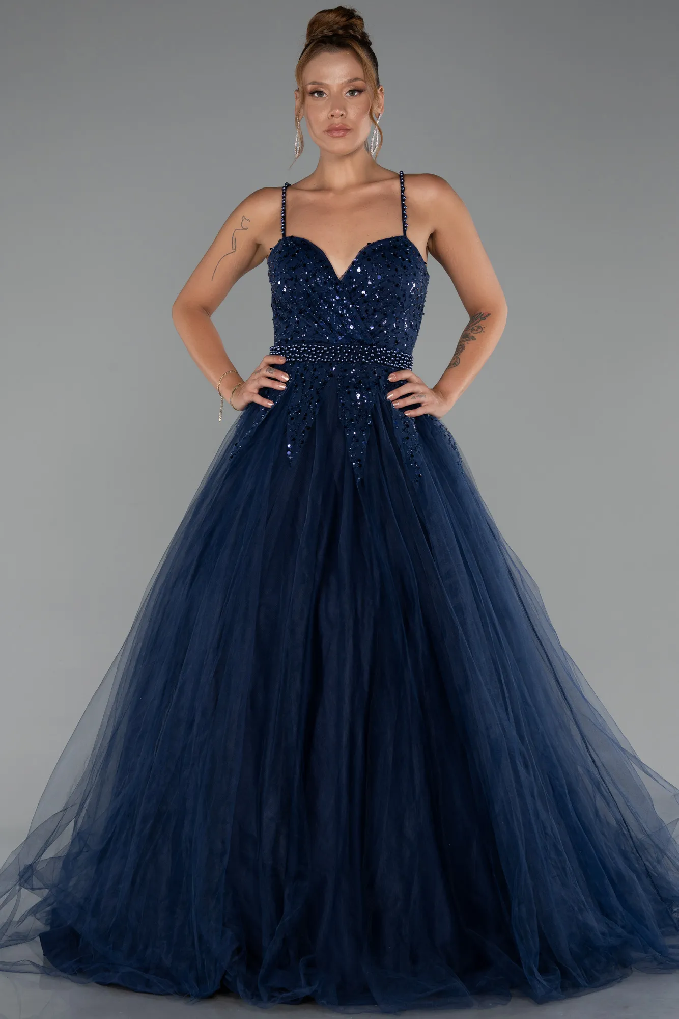 Navy Blue-Long Evening Dress ABU5279