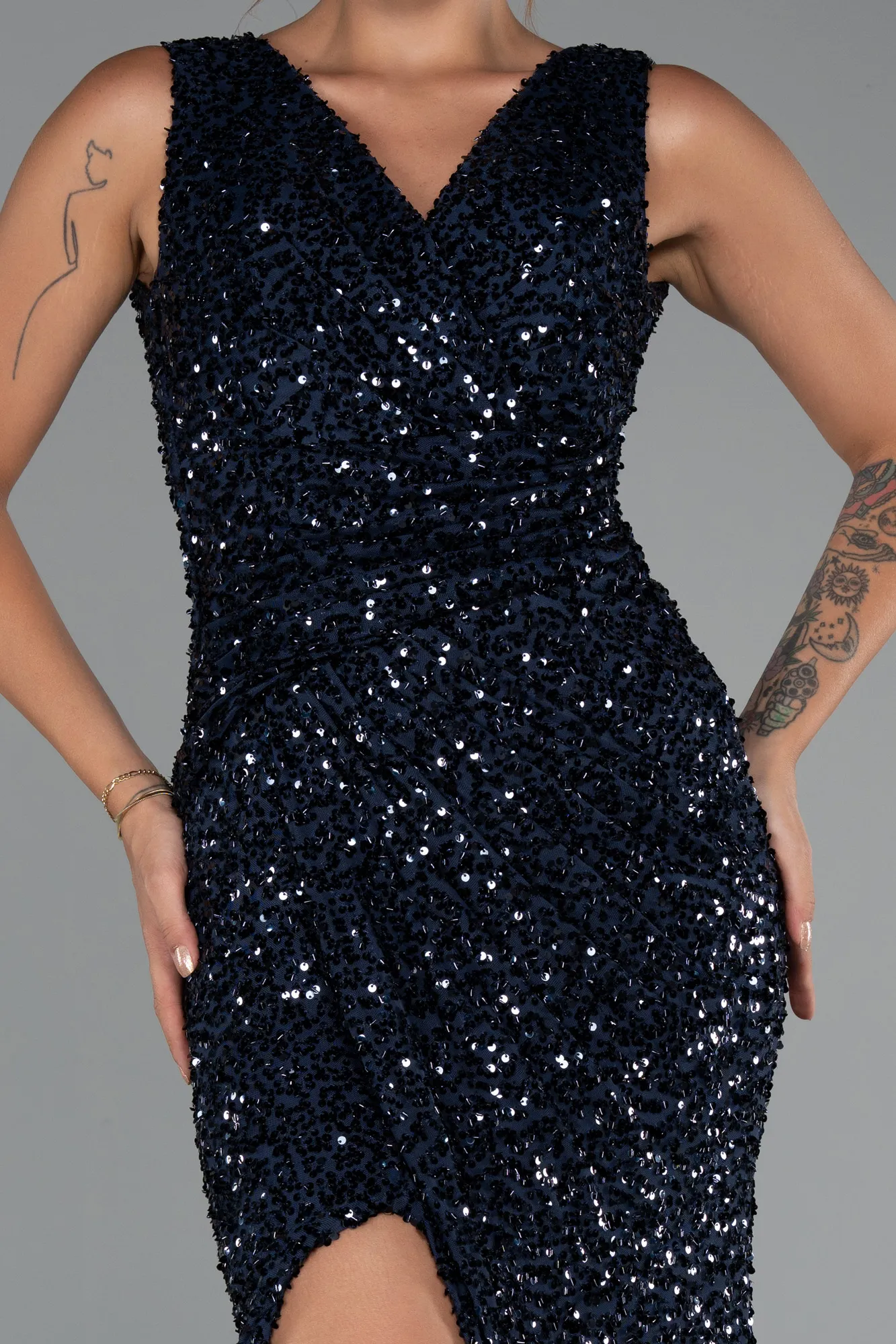 Navy Blue-Long Evening Dress ABU5281