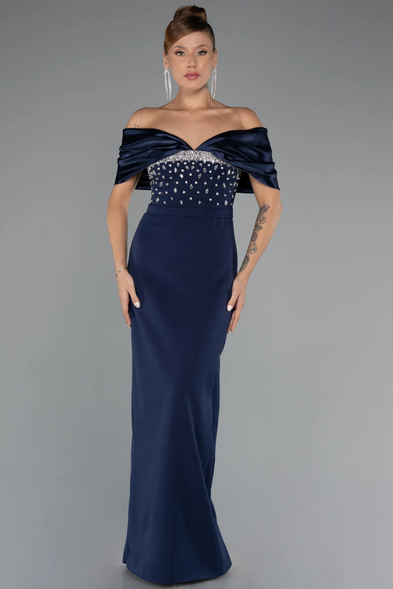 Navy Blue-Long Evening Dress ABU5352