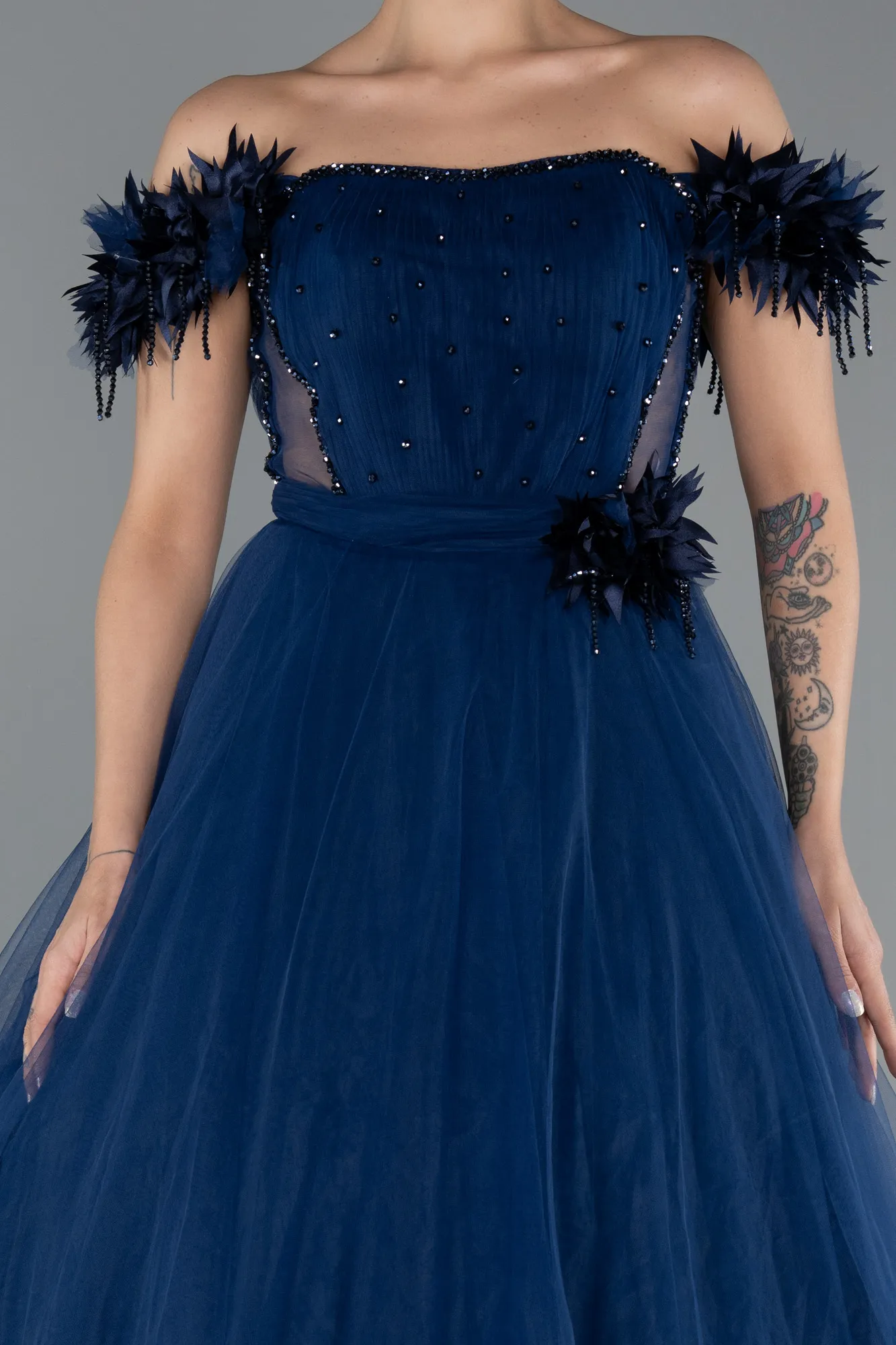 Navy Blue-Long Evening Dress ABU5432