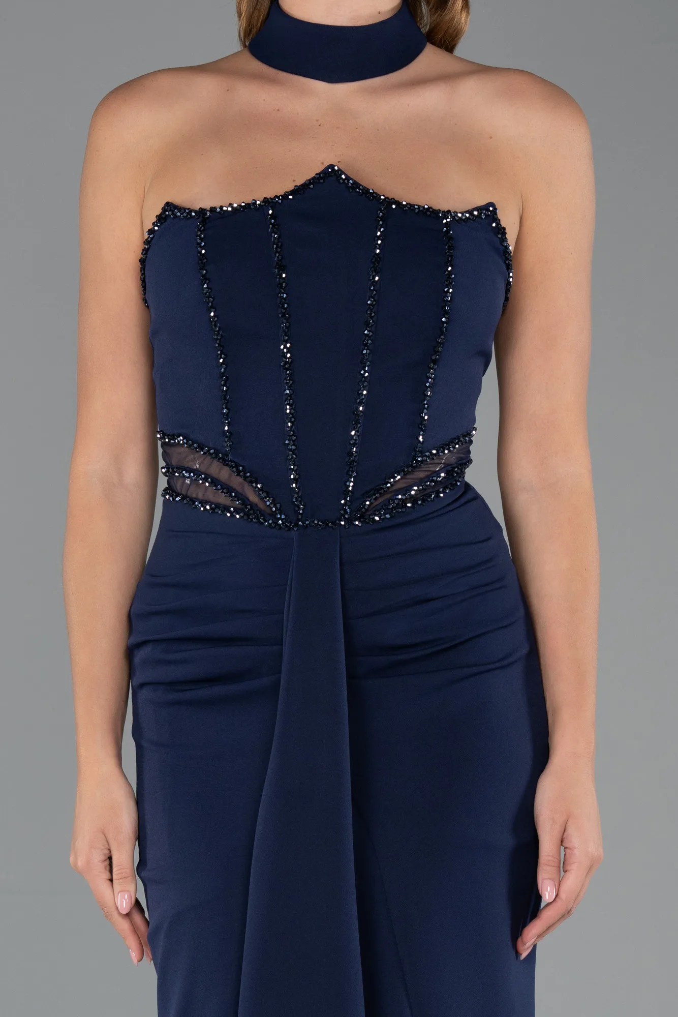 Navy Blue-Long Evening Dress ABU5476