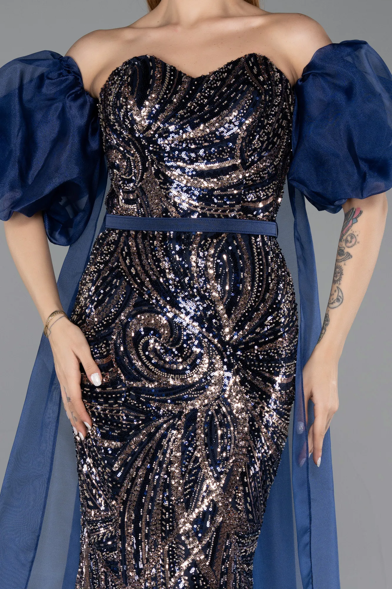 Navy Blue-Long Evening Dress ABU5537