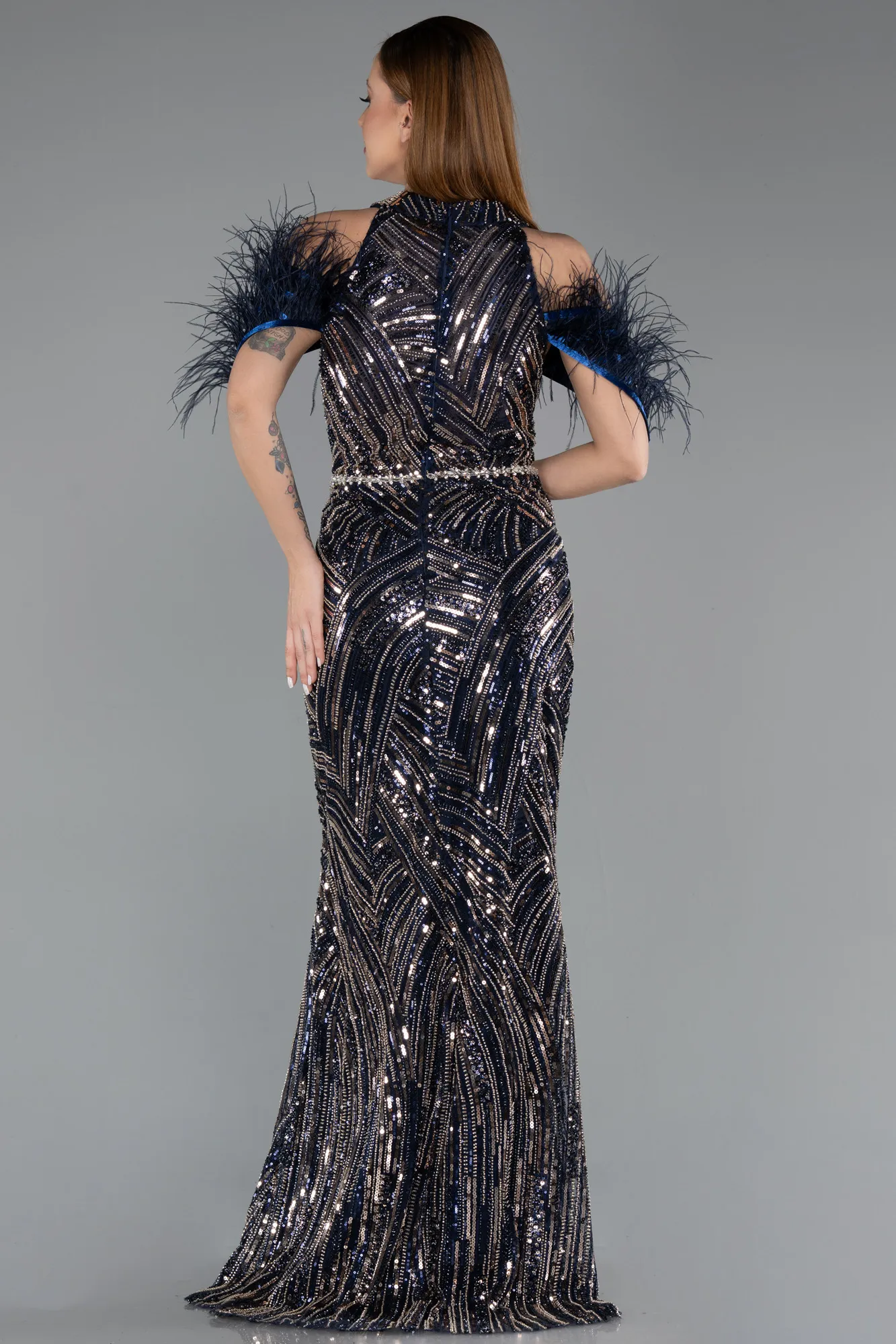 Navy Blue-Long Evening Dress ABU5538