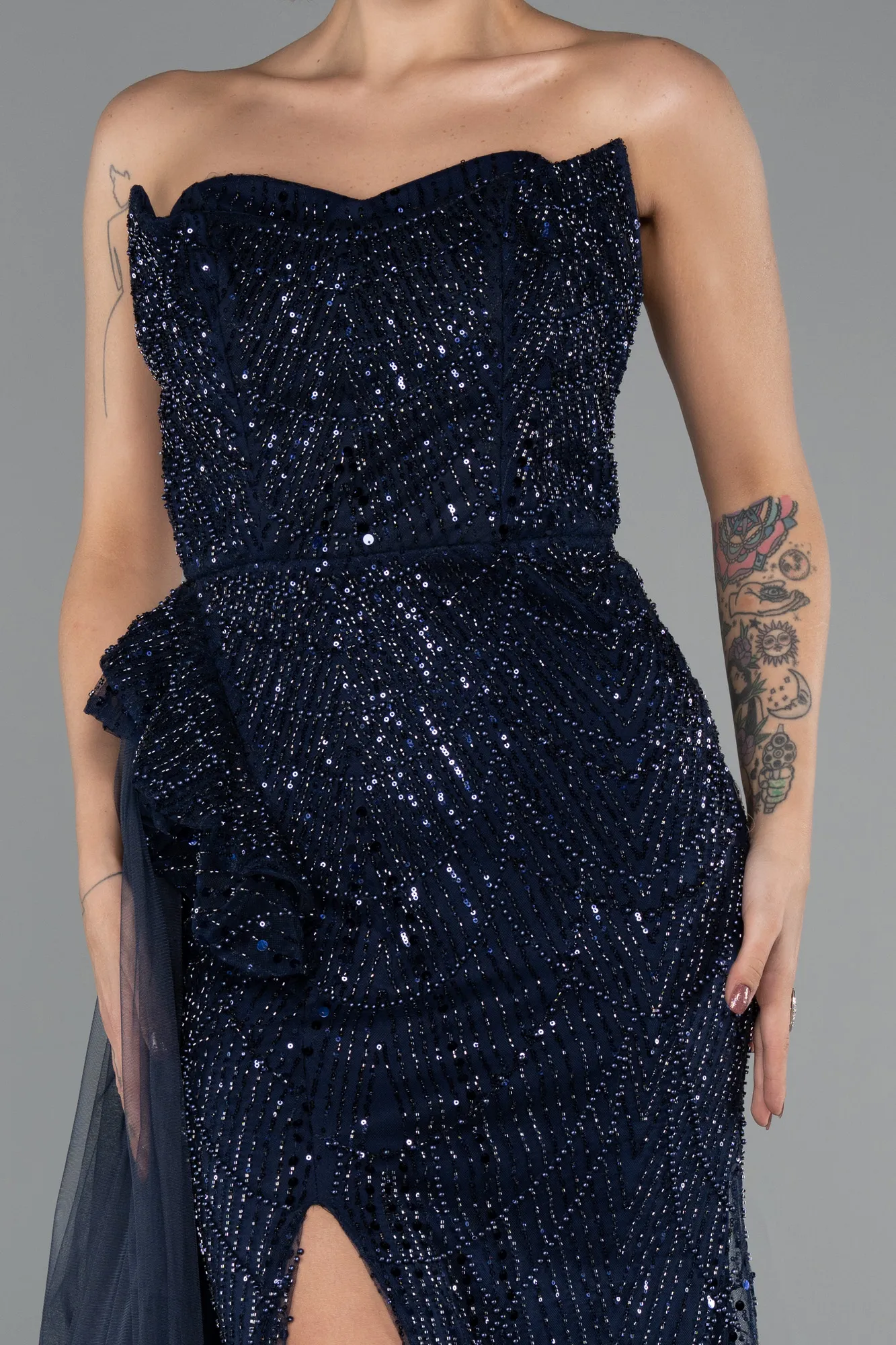 Navy Blue-Long Evening Dress ABU5586