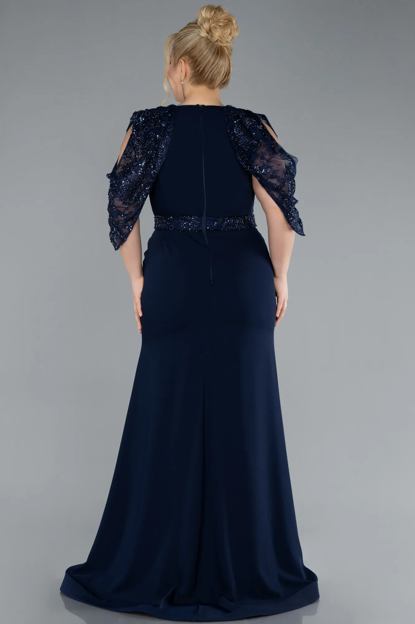 Navy Blue-Long Formal Plus Size Dress ABU4668