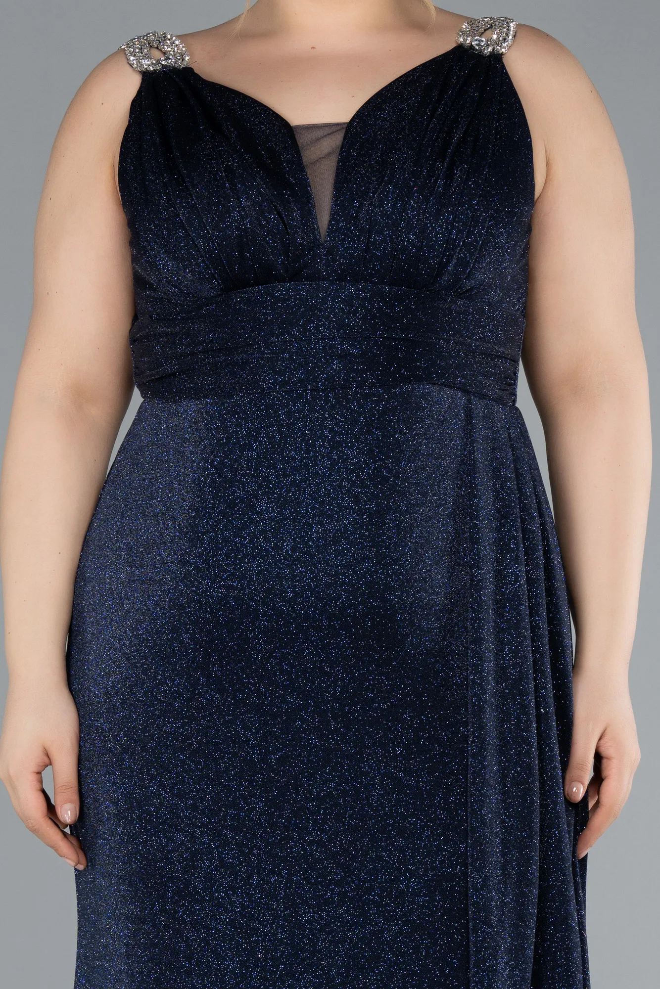 Navy Blue-Long Formal Plus Size Dress ABU4748