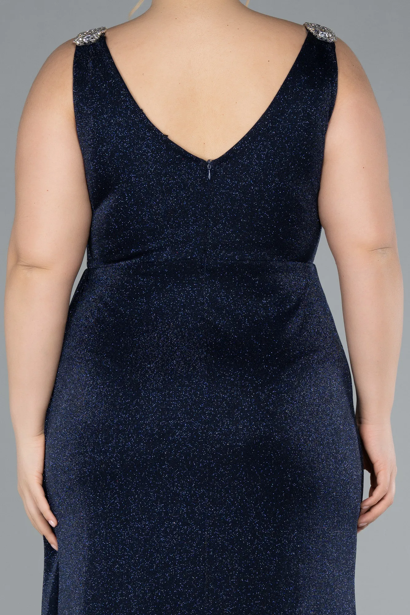 Navy Blue-Long Formal Plus Size Dress ABU4748