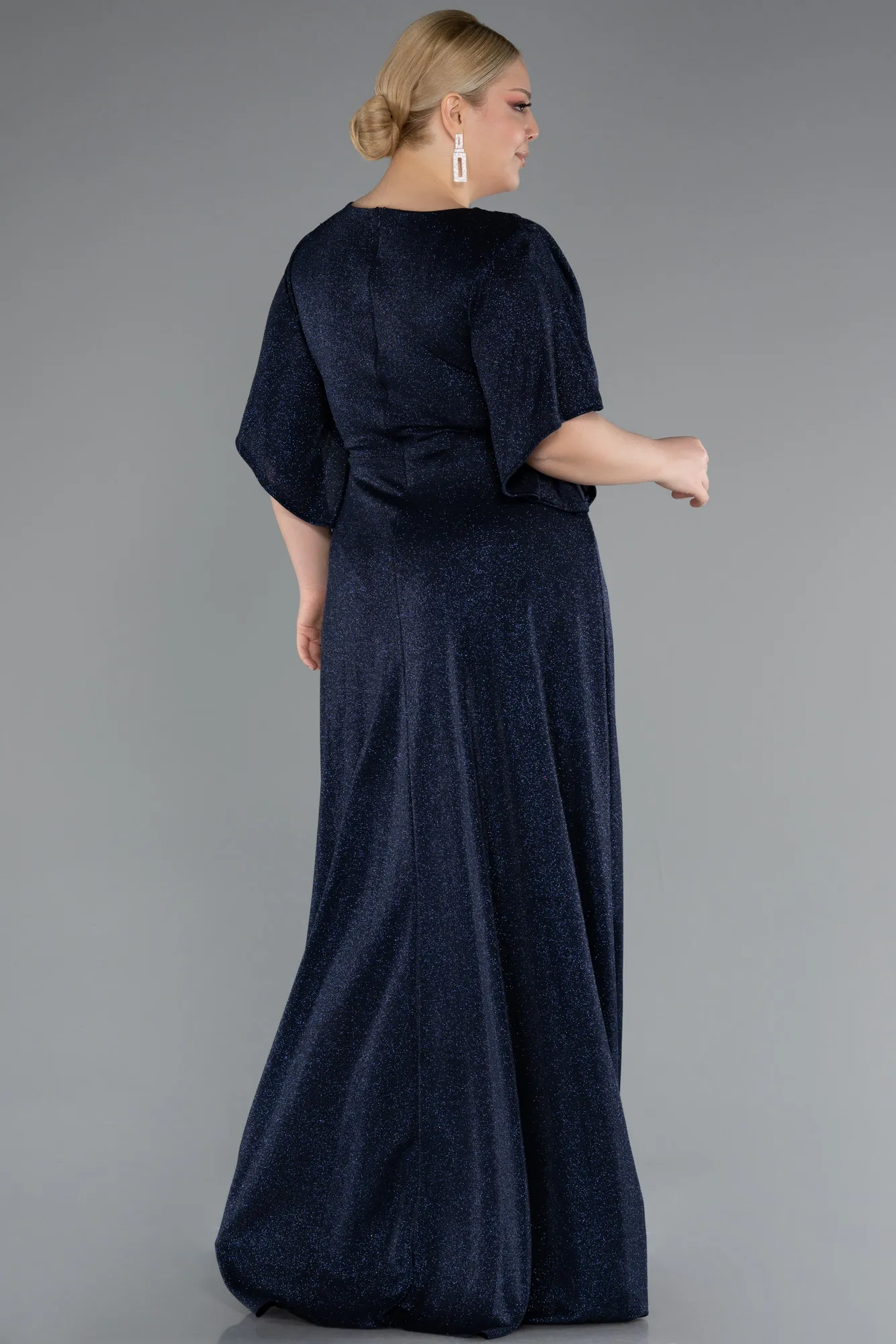 Navy Blue-Long Formal Plus Size Dress ABU4914