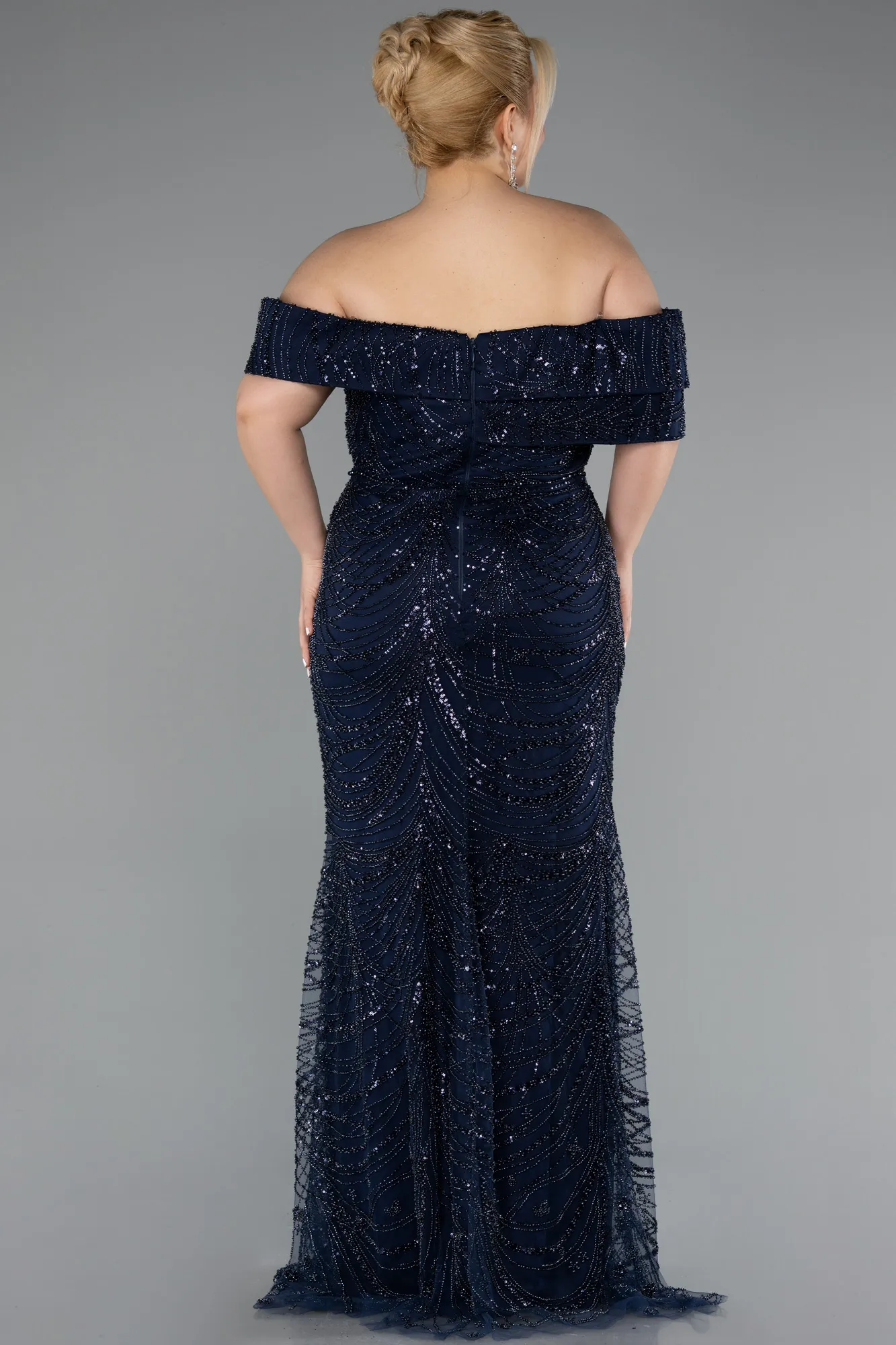 Navy Blue-Long Formal Plus Size Dress ABU4947