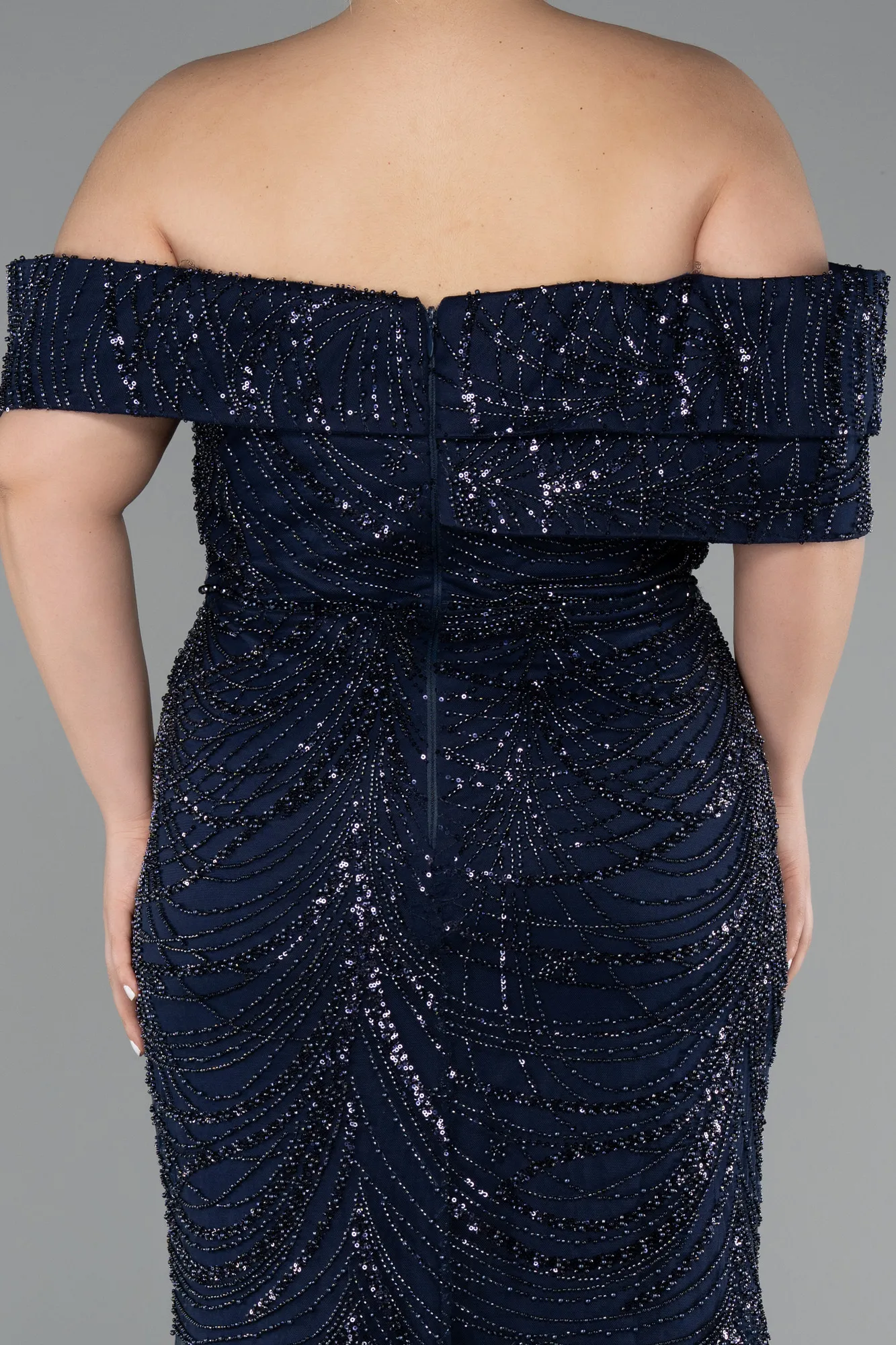 Navy Blue-Long Formal Plus Size Dress ABU4947