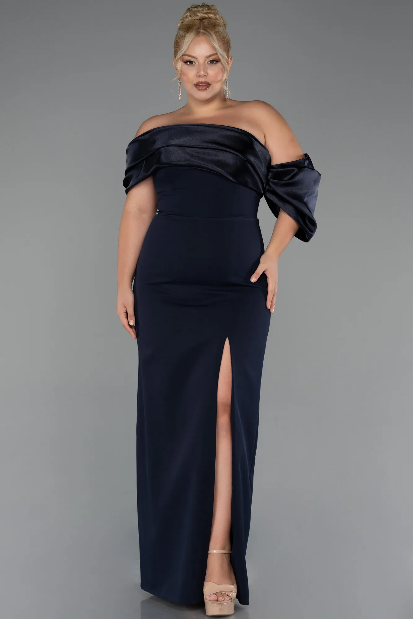 Navy Blue-Long Formal Plus Size Dress ABU5047
