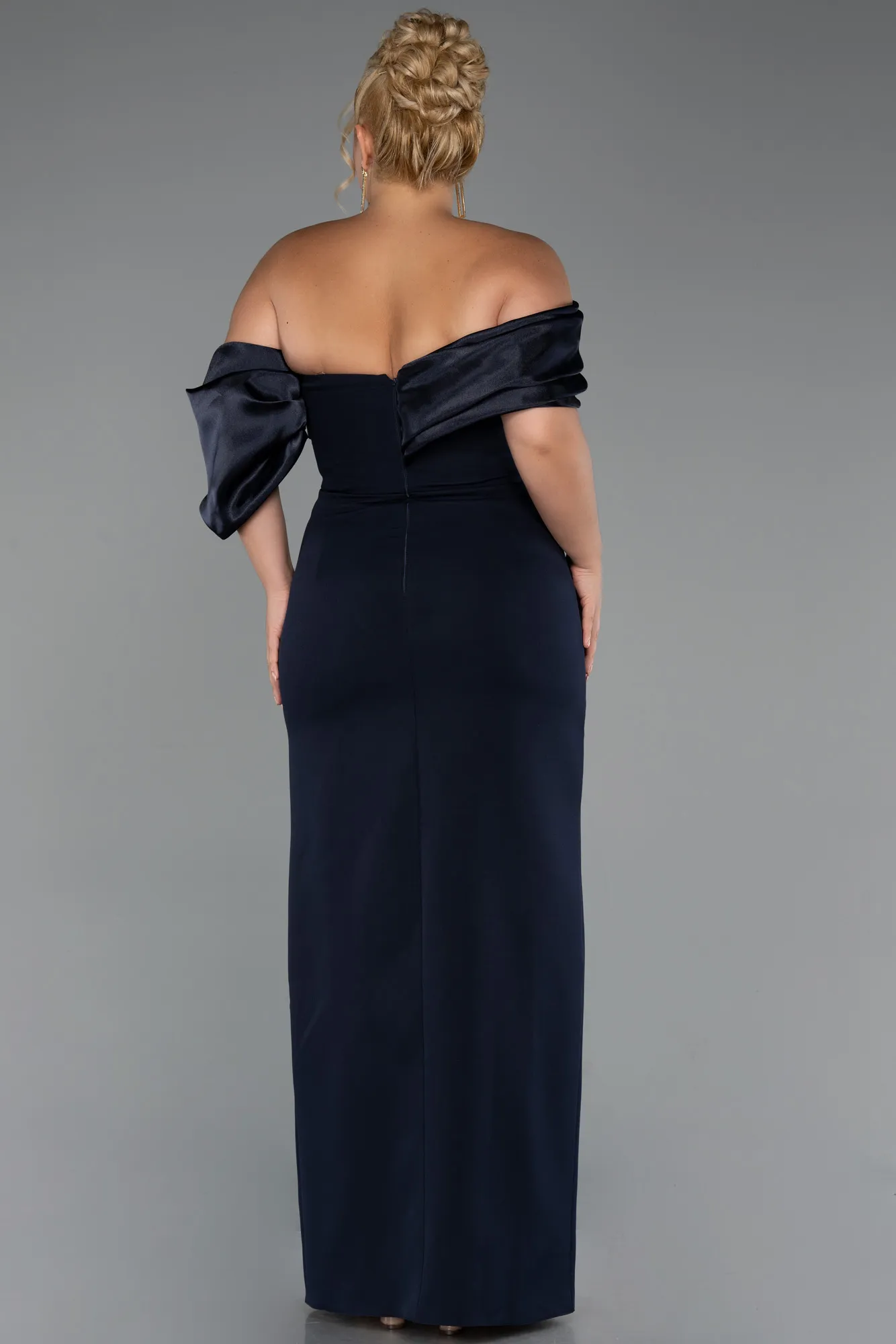 Navy Blue-Long Formal Plus Size Dress ABU5047