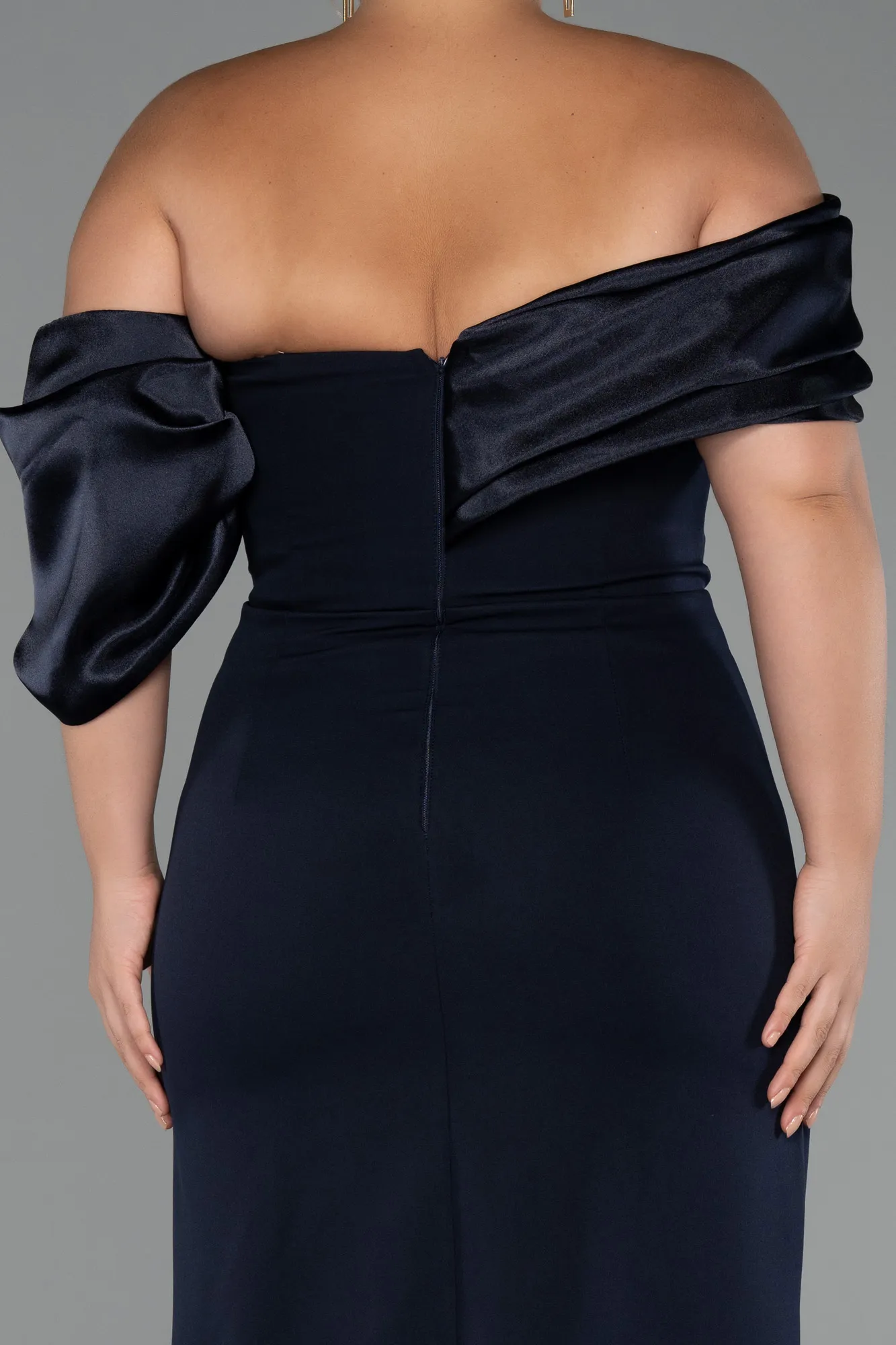 Navy Blue-Long Formal Plus Size Dress ABU5047