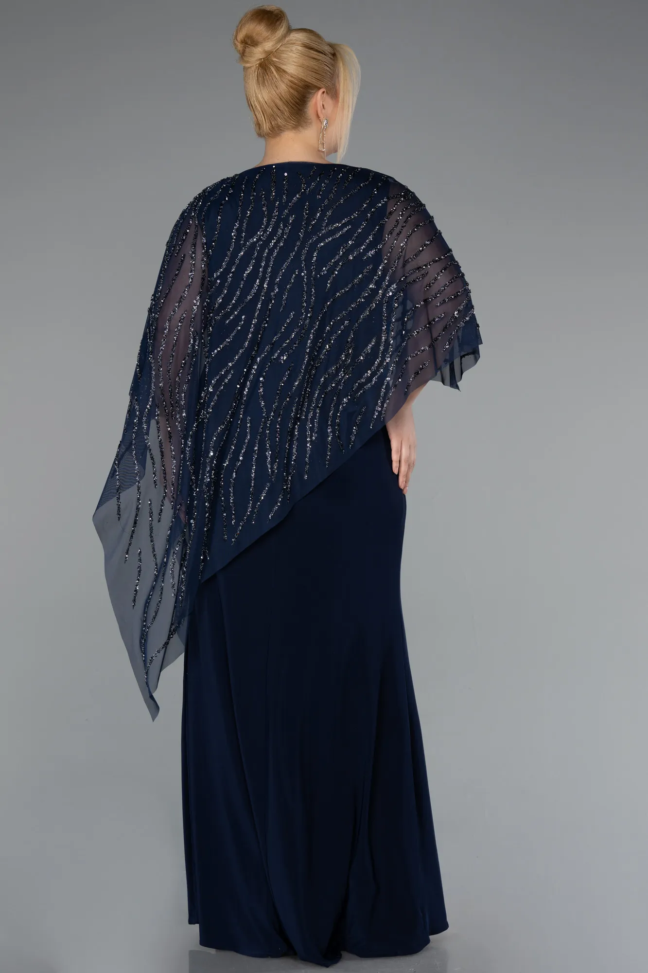 Navy Blue-Long Formal Plus Size Dress ABU5158