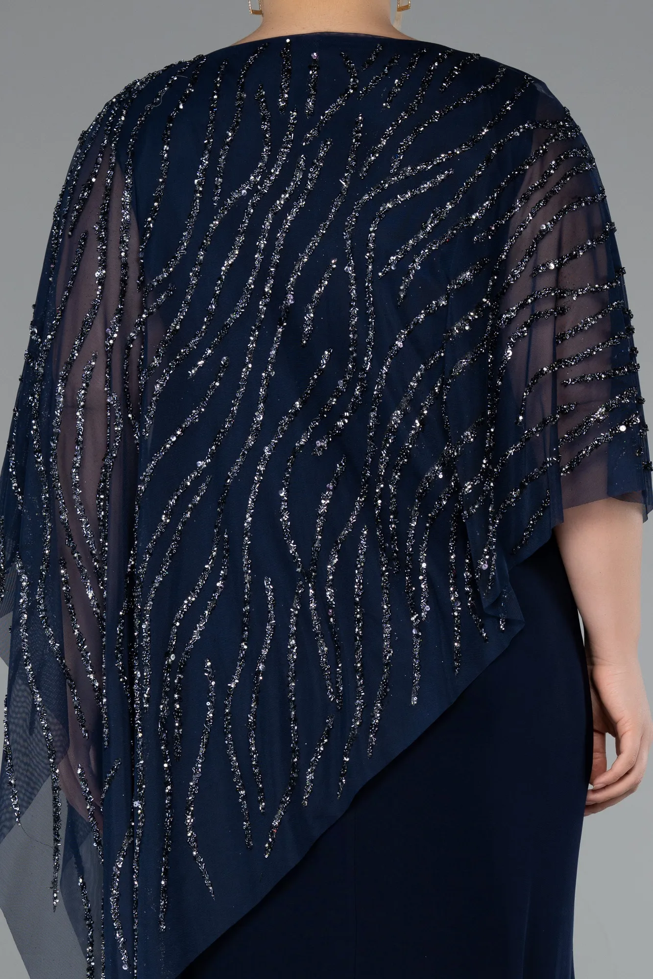 Navy Blue-Long Formal Plus Size Dress ABU5158