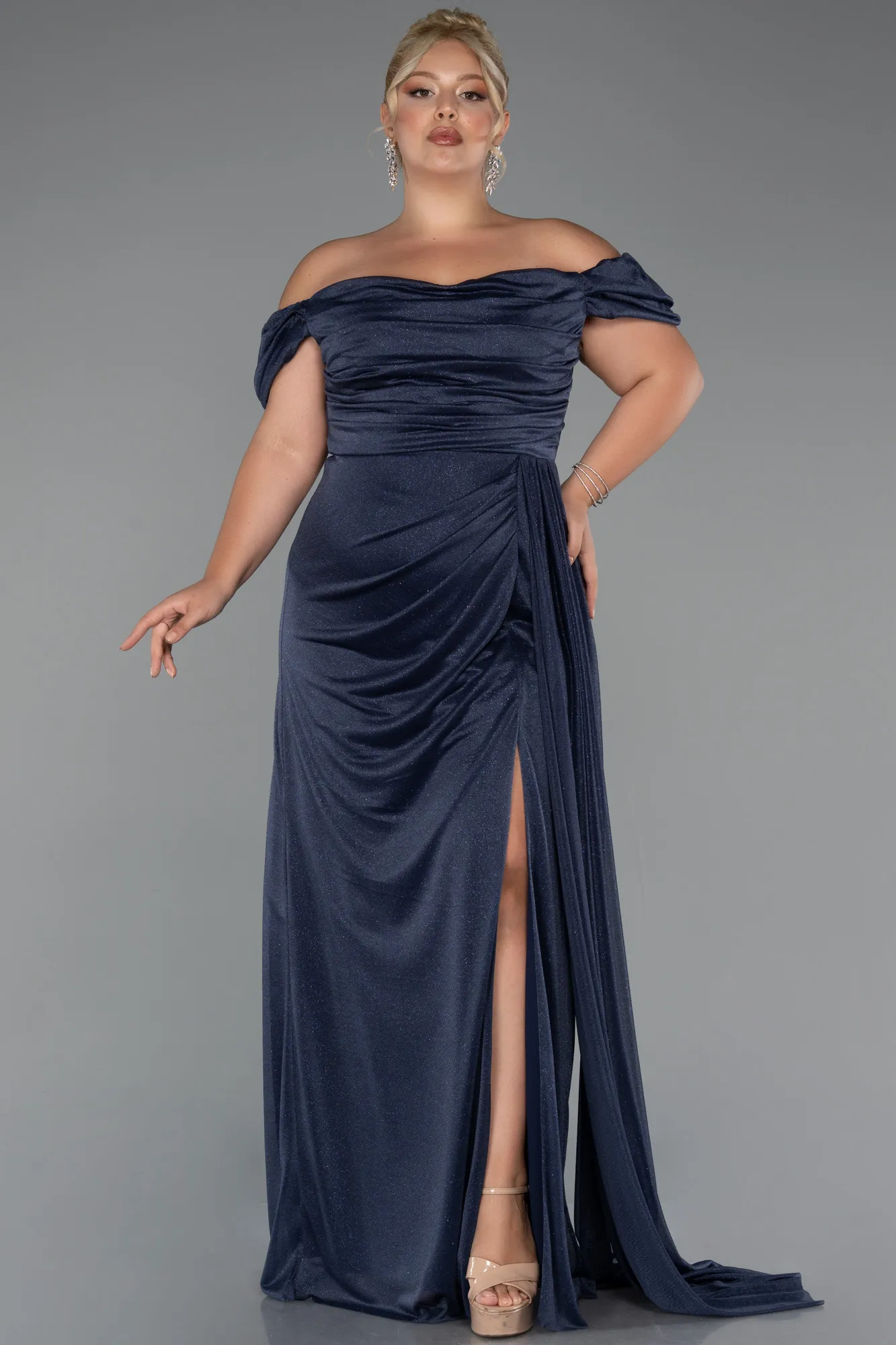 Navy Blue-Long Formal Plus Size Dress ABU5252