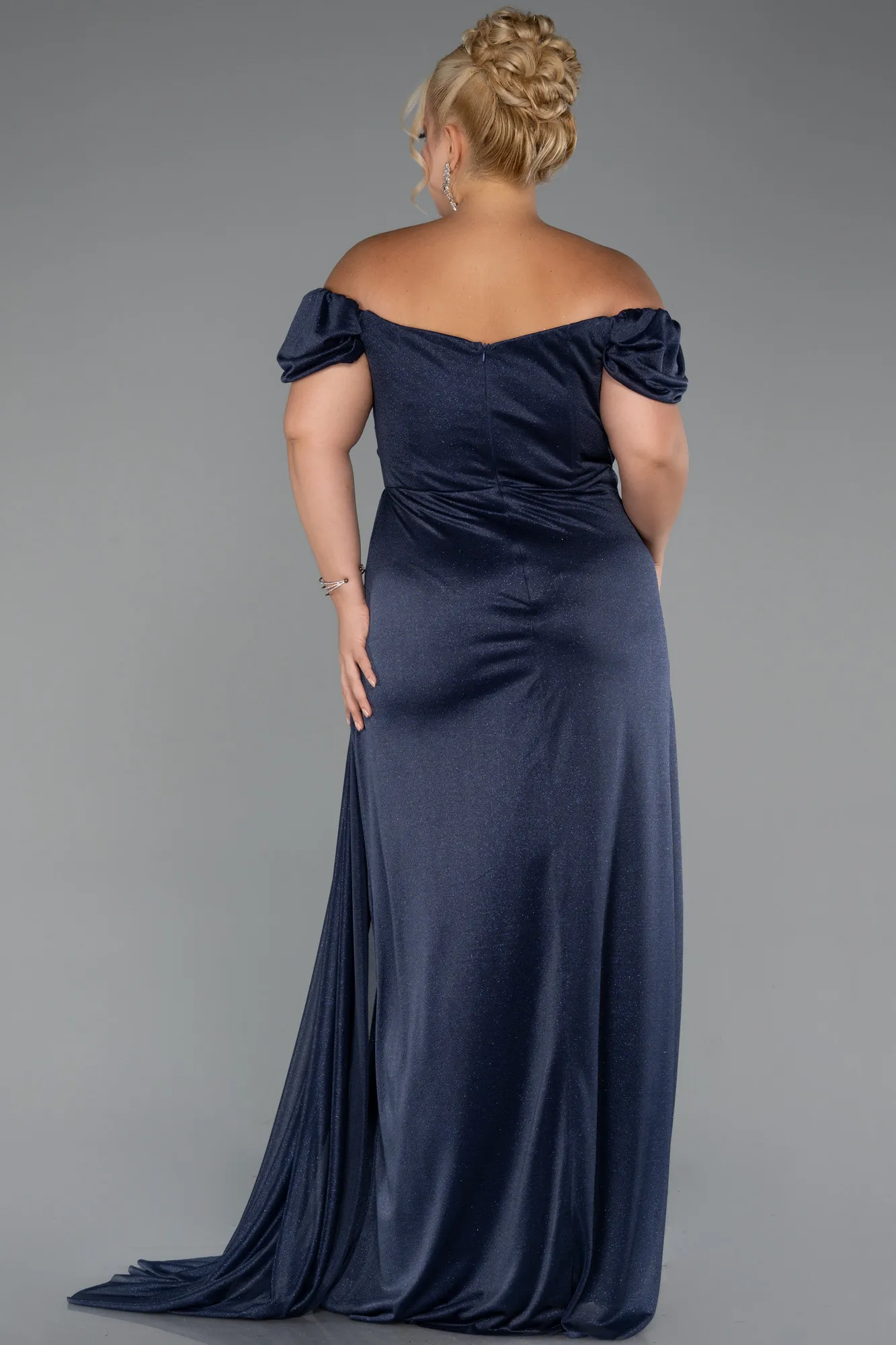 Navy Blue-Long Formal Plus Size Dress ABU5252