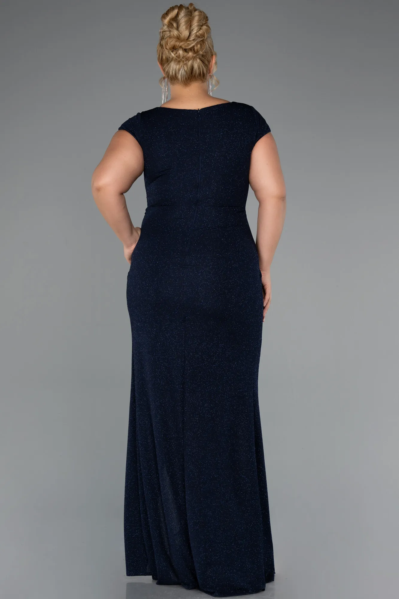 Navy Blue-Long Formal Plus Size Dress ABU5317