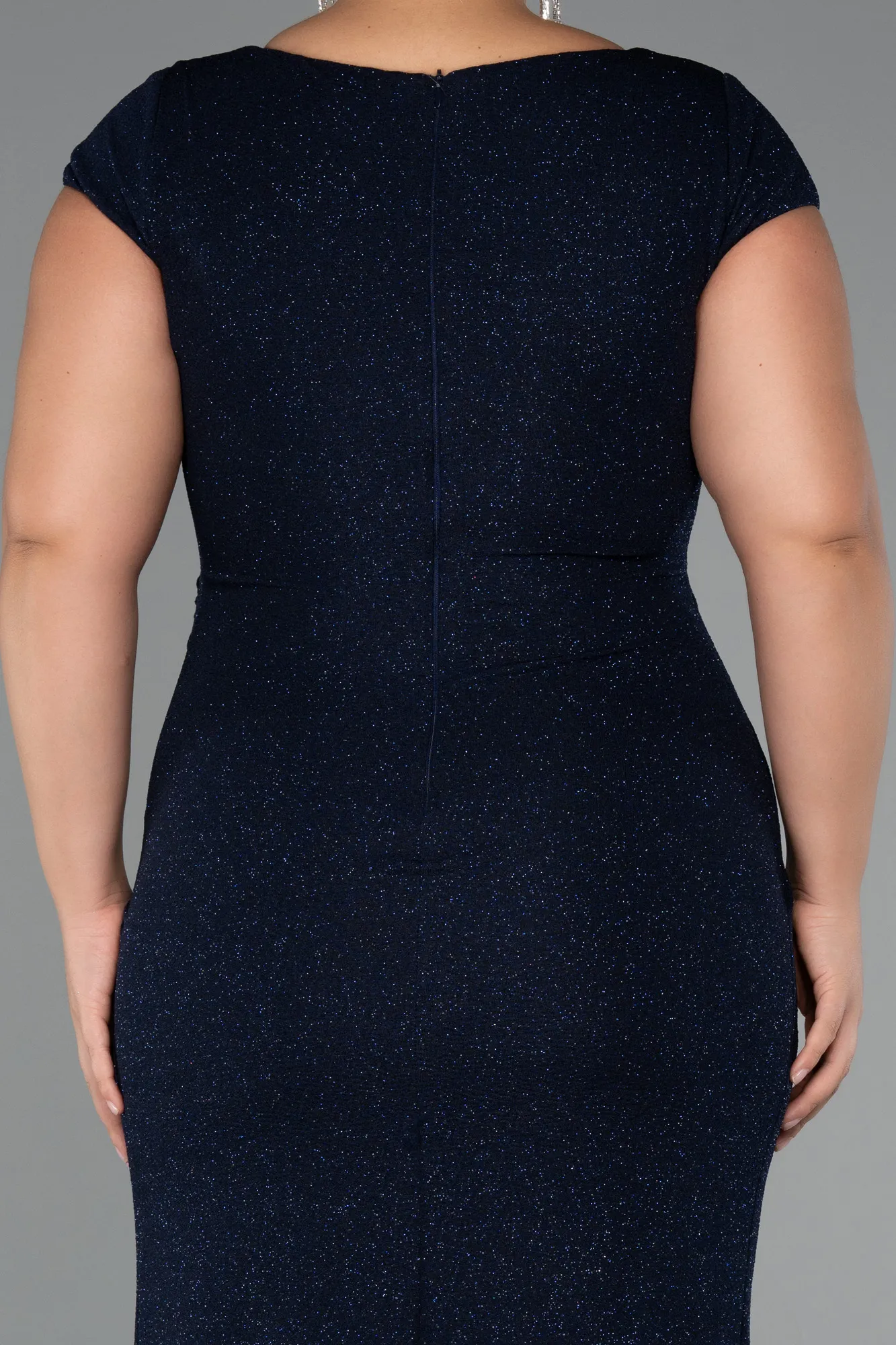 Navy Blue-Long Formal Plus Size Dress ABU5317