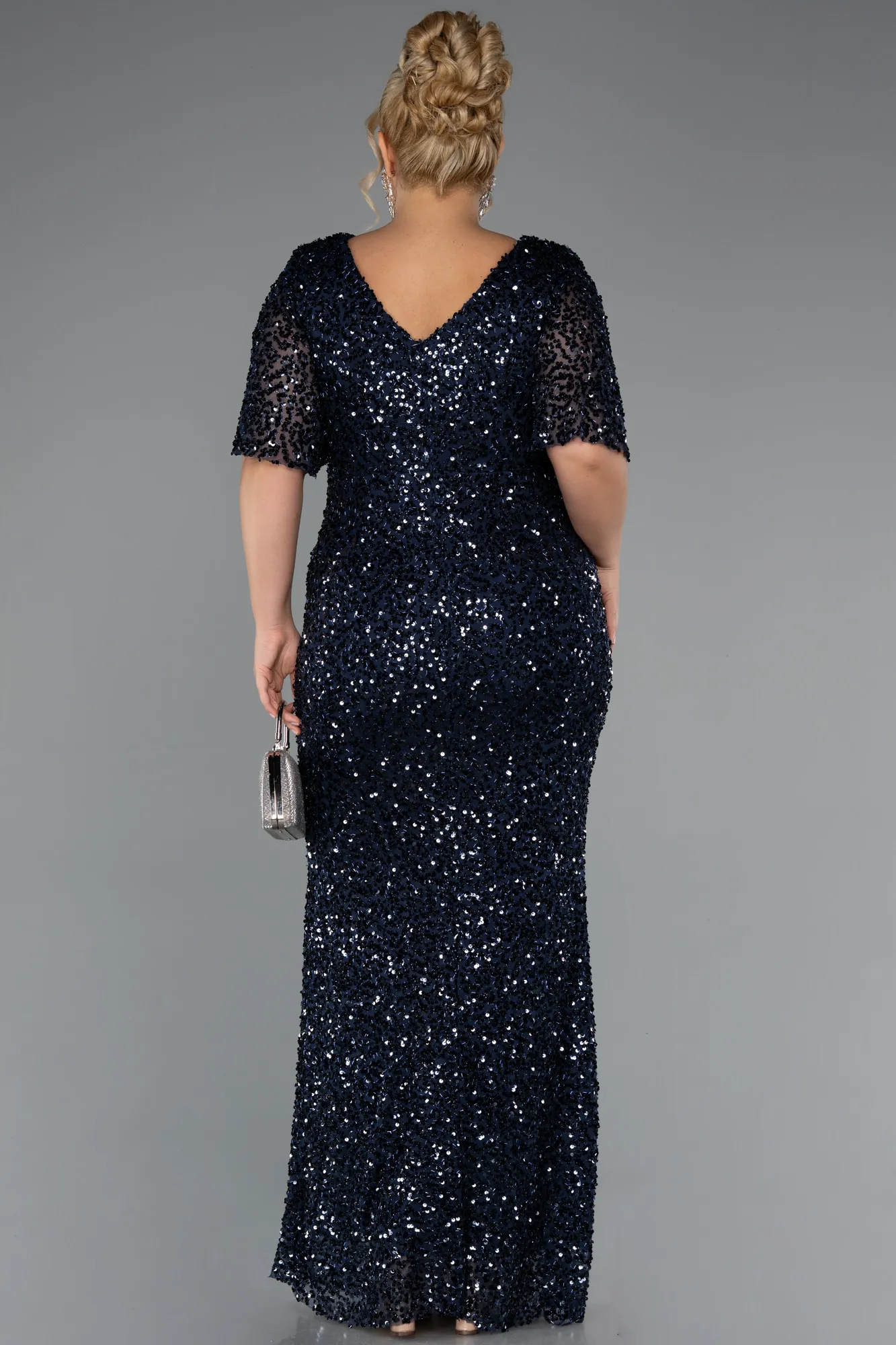 Navy Blue-Long Formal Plus Size Dress ABU5318