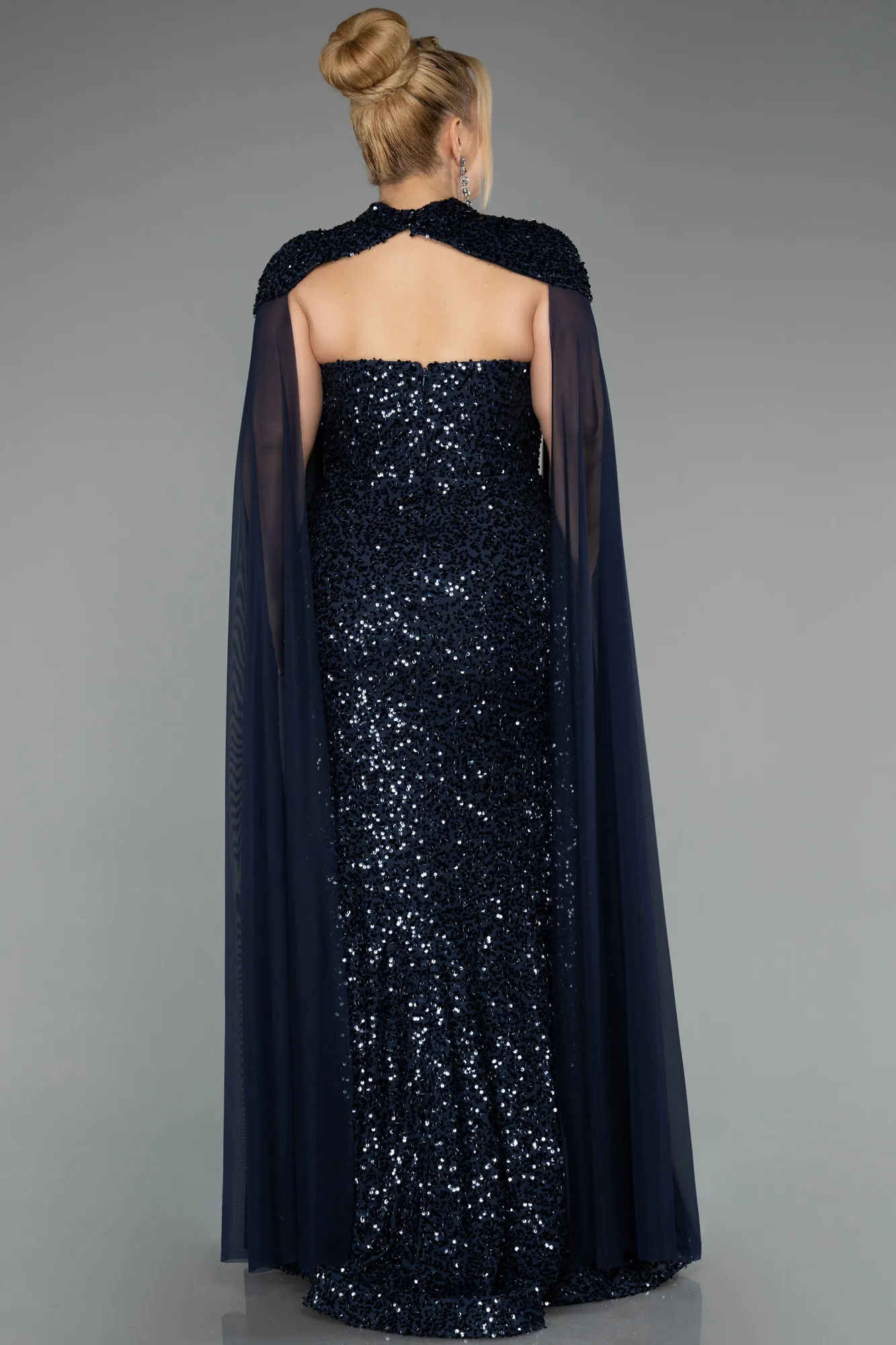 Navy Blue-Long Formal Plus Size Dress ABU5494